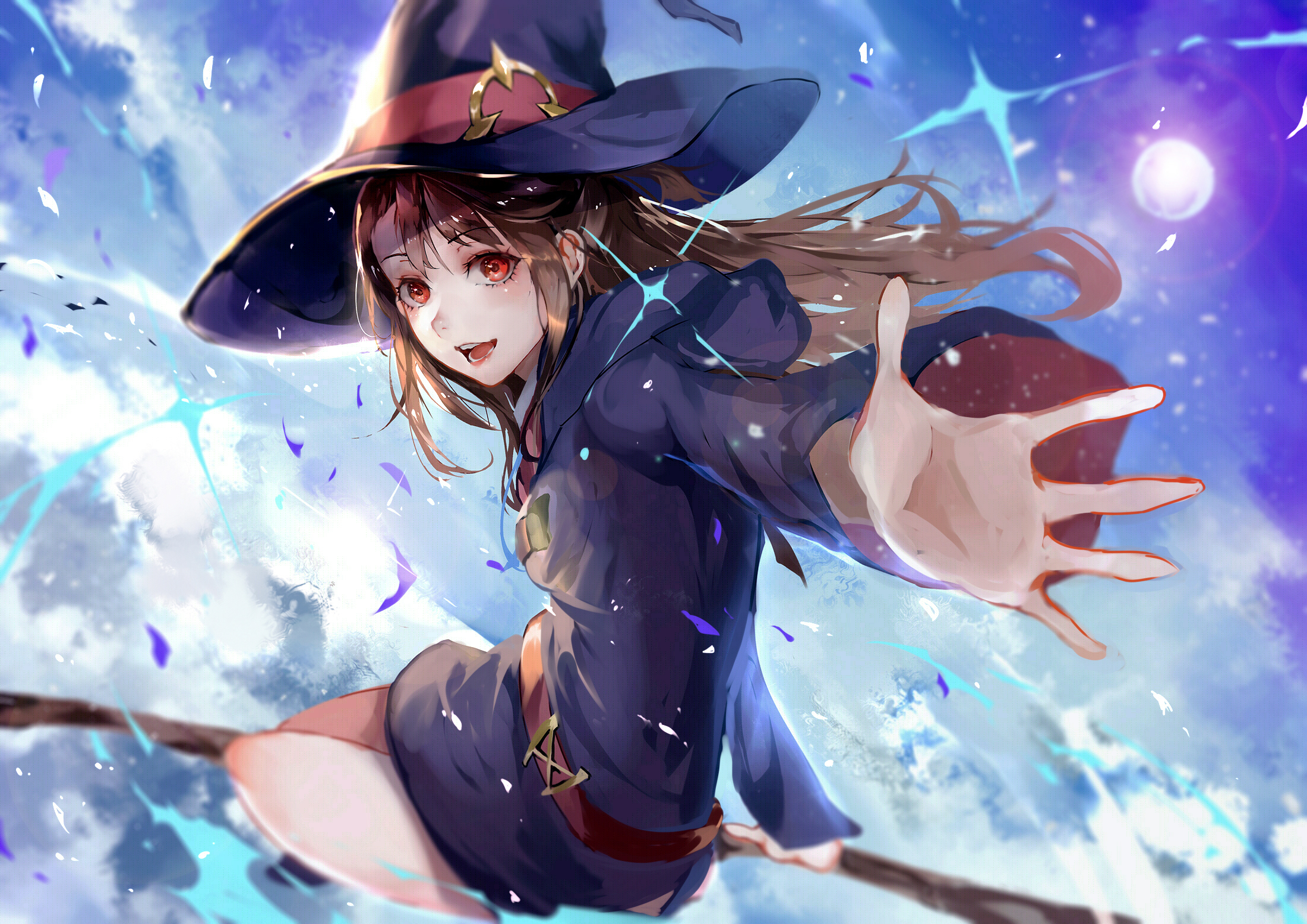 Anime 2200x1555 anime anime girls Kagari Atsuko Little Witch Academia red eyes brunette magical girls magic magician