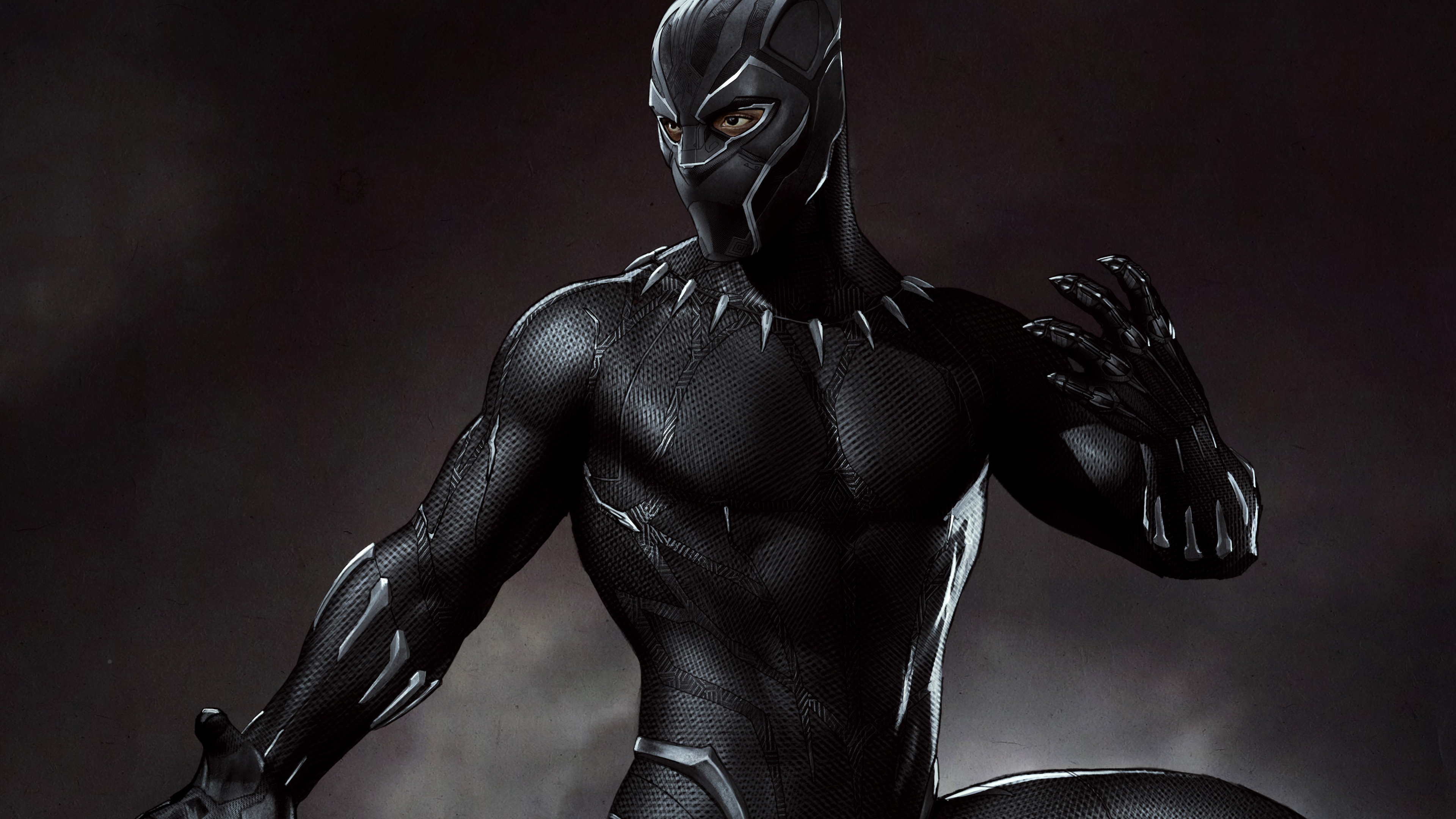 General 3840x2160 Black Panther Wakanda Marvel Cinematic Universe movies simple background minimalism T'challa bodysuit superhero Marvel Comics