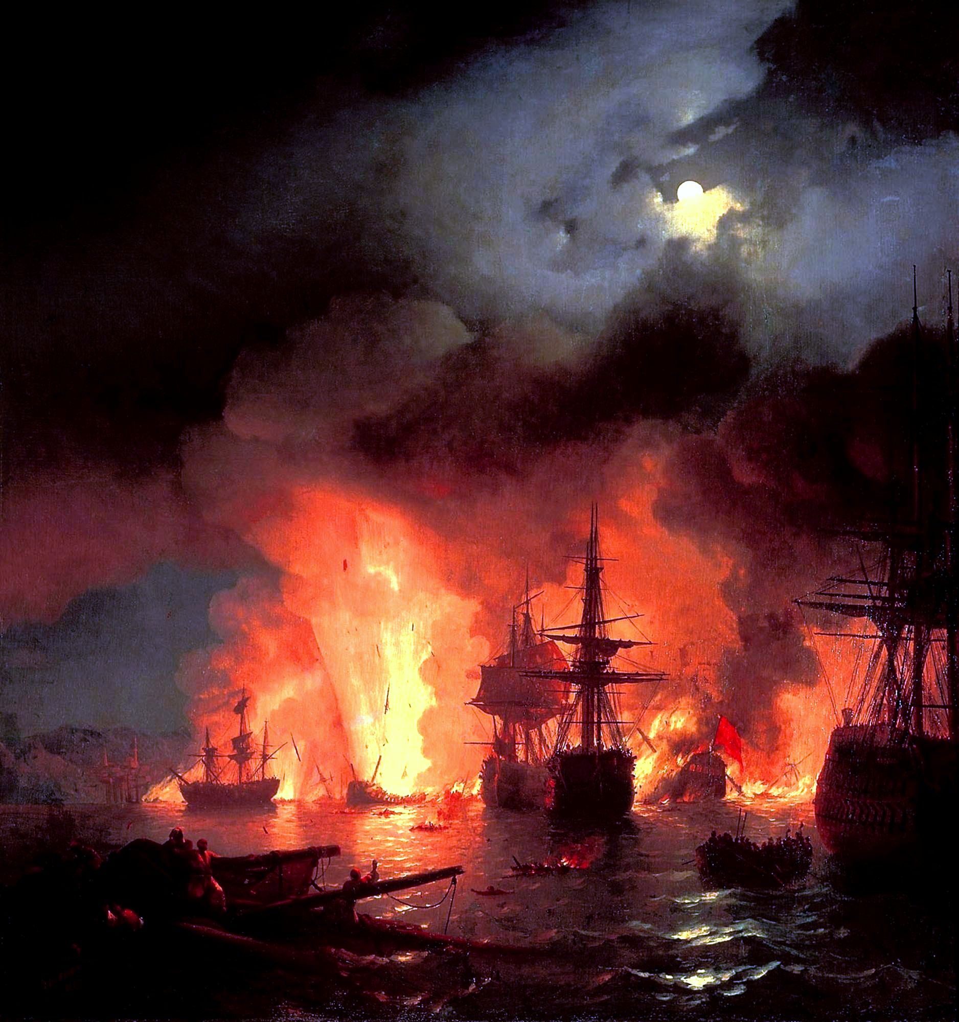 General 1876x2000 Ivan Aivazovsky battle battle of chesme burning ship painting oil painting battle painting