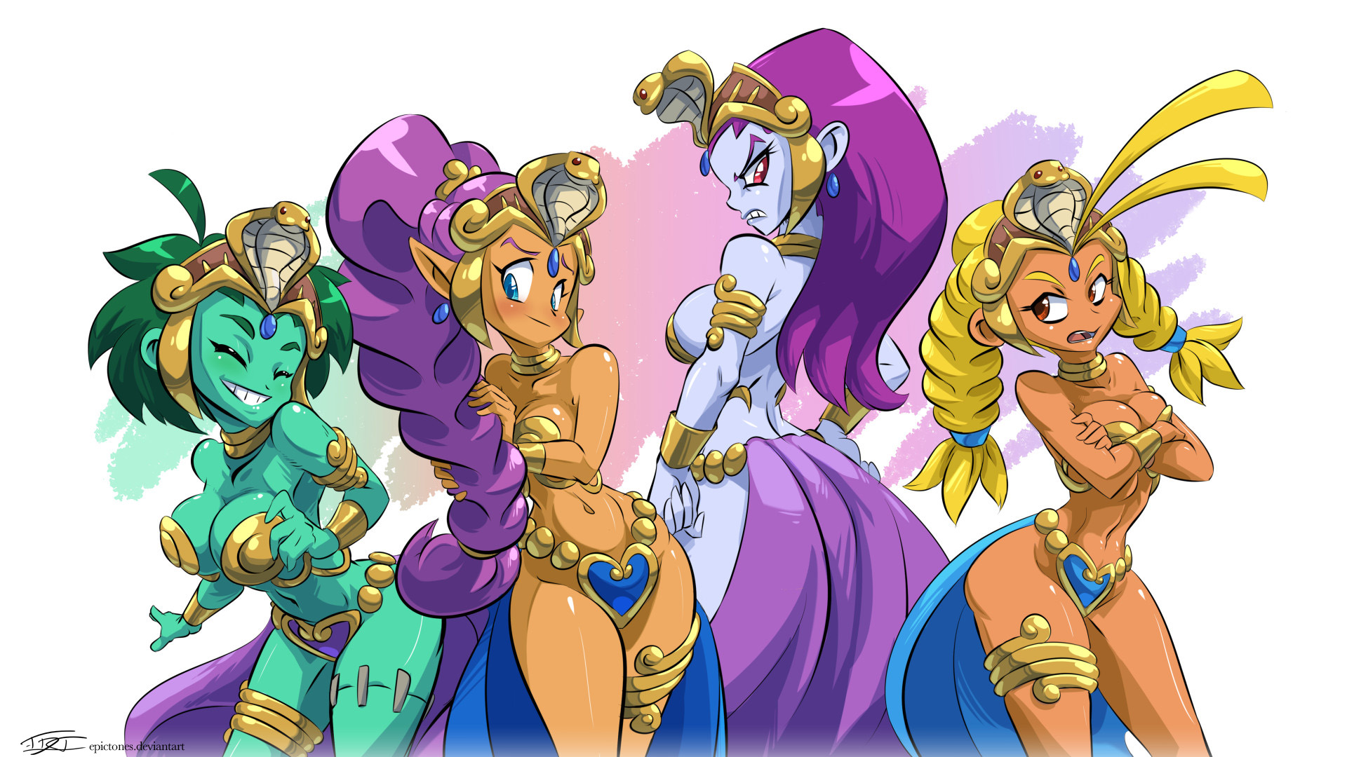 General 1920x1080 Shantae and the Pirate's Curse Risky Boots Shantae Rottytops (Shantae) Sky (Shantae) bikini armor drawing