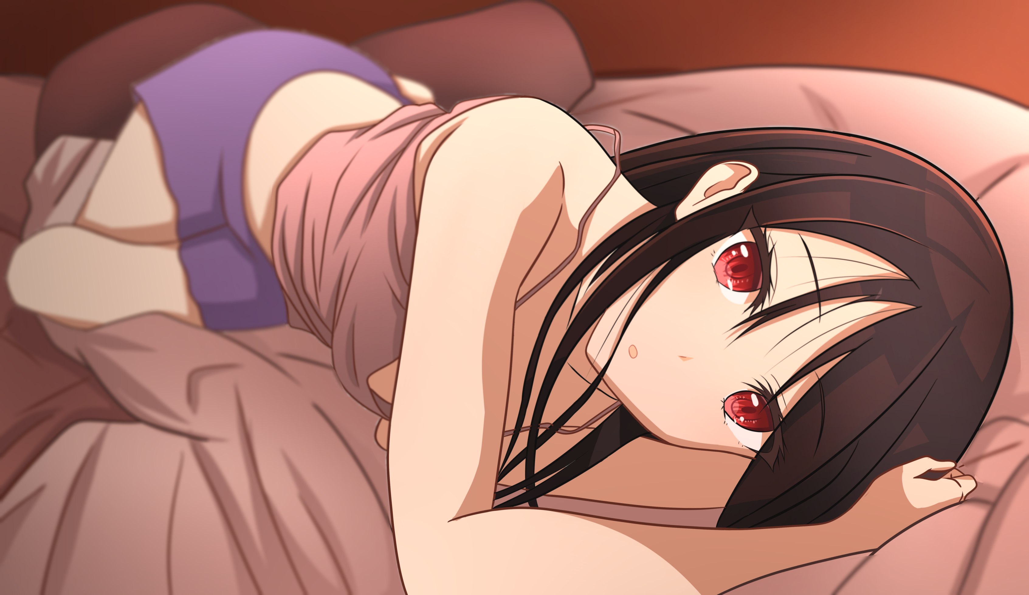Anime 3386x1957 Kaguya-Sama: Love is War Kaguya Shinomiya red eyes anime anime girls in bed