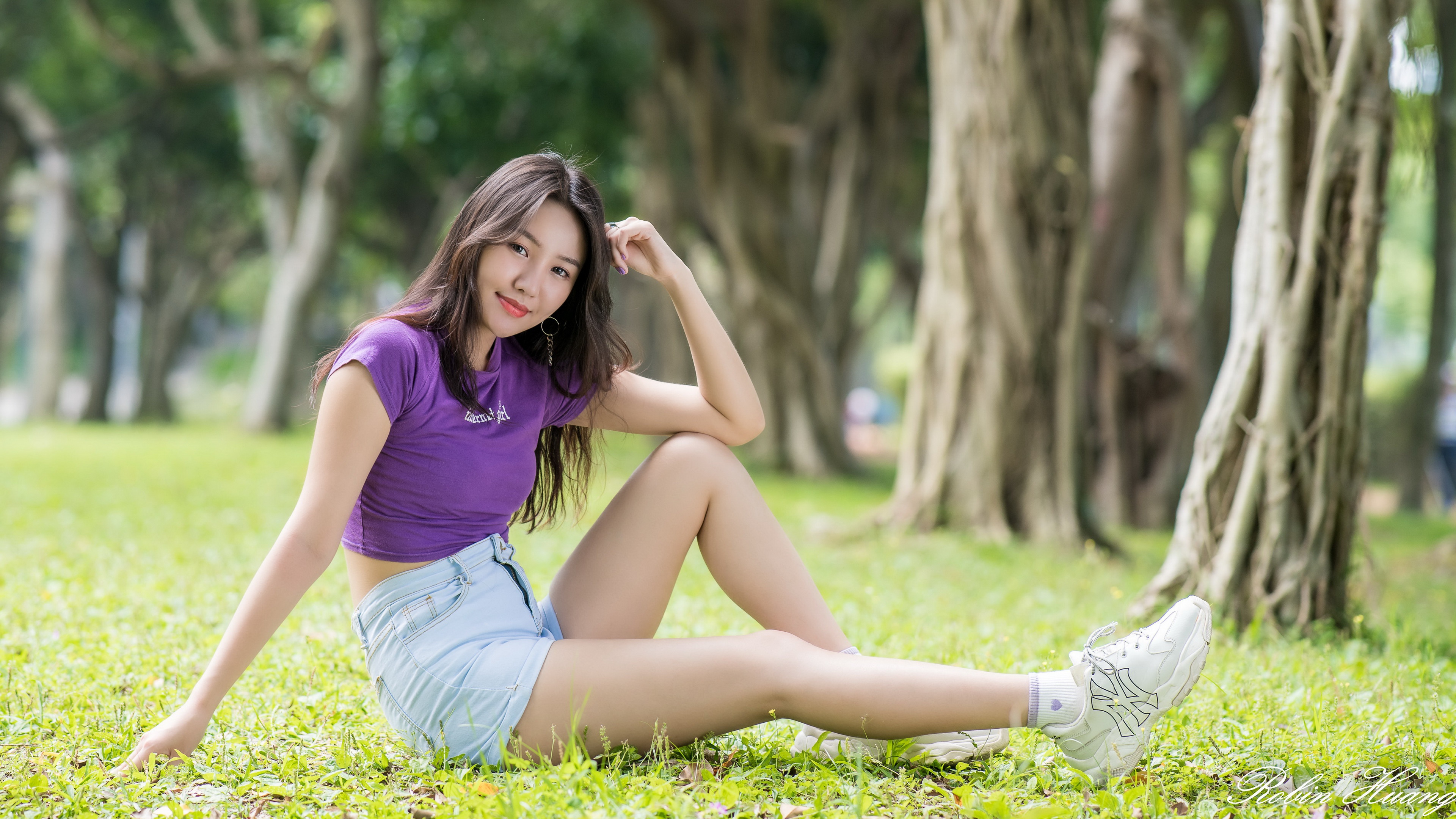 Asian Women Model Long Hair Sitting Depth Of Field