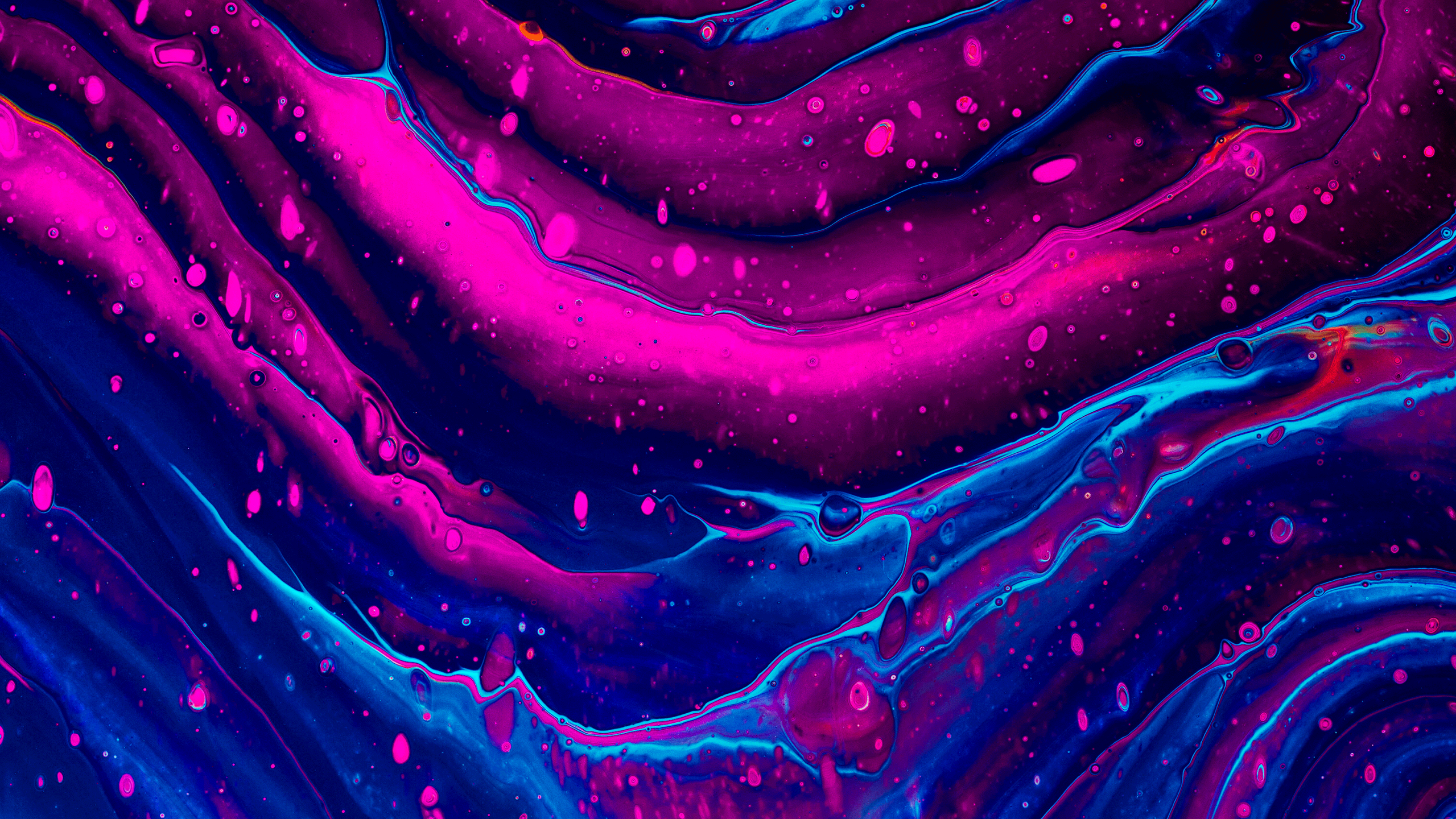 General 2559x1440 abstract pink liquid water drops blue purple digital art