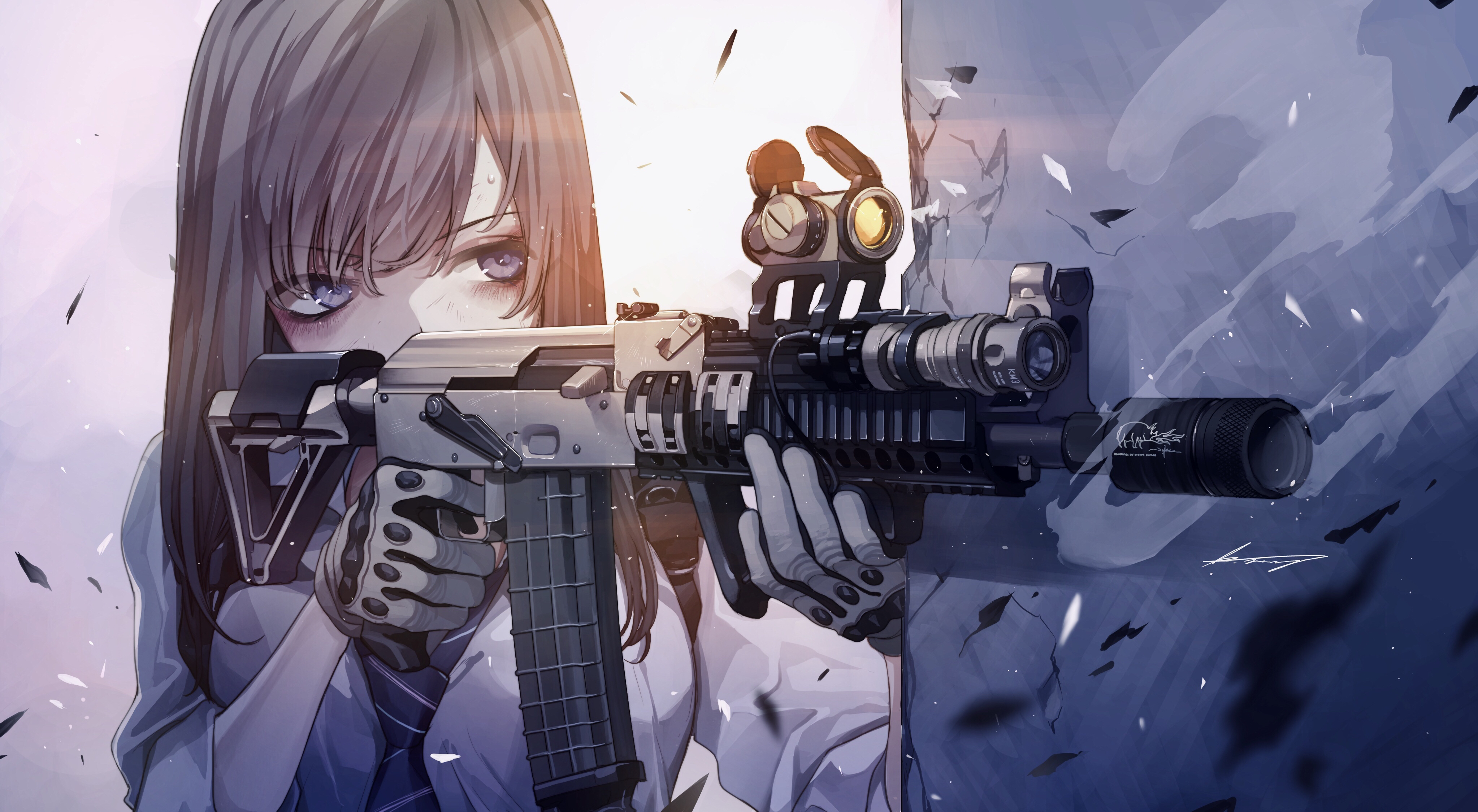 Anime 4093x2250 anime anime girls digital art artwork 2D assault rifle