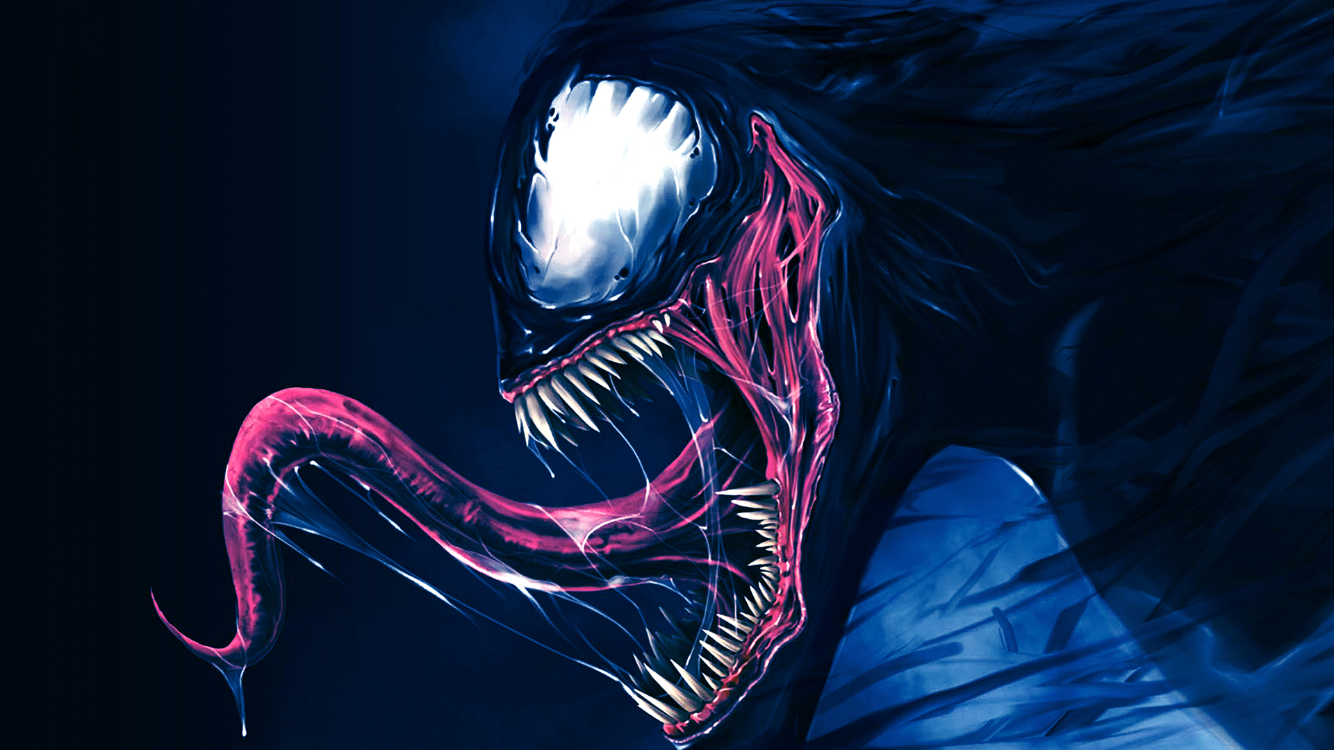 General 1920x1080 artwork Venom blue pink saliva Marvel Comics