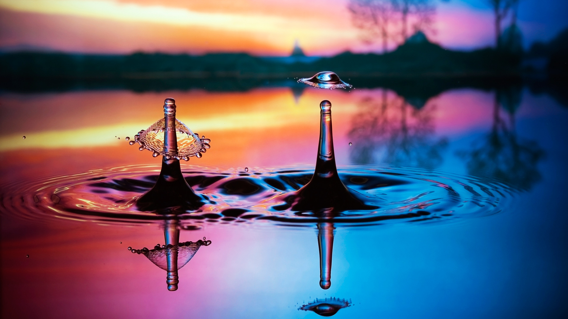 General 1920x1080 water drops macro depth of field water photography sunset