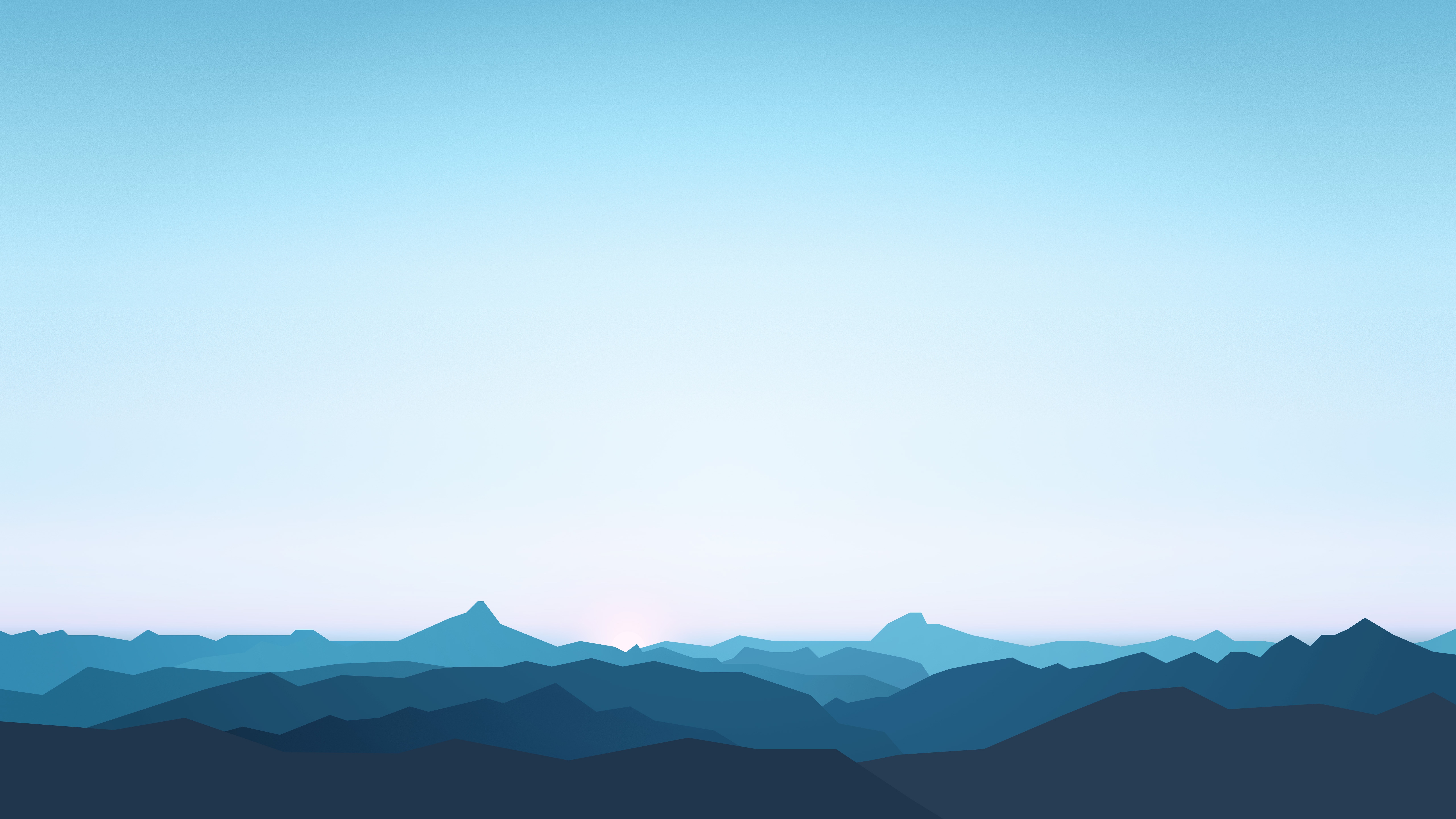 General 7680x4320 artwork minimalism mountains mist sky blue blue background