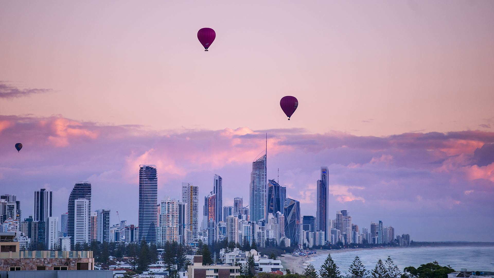 General 1920x1080 photography building Australia Queensland hot air balloons skyline