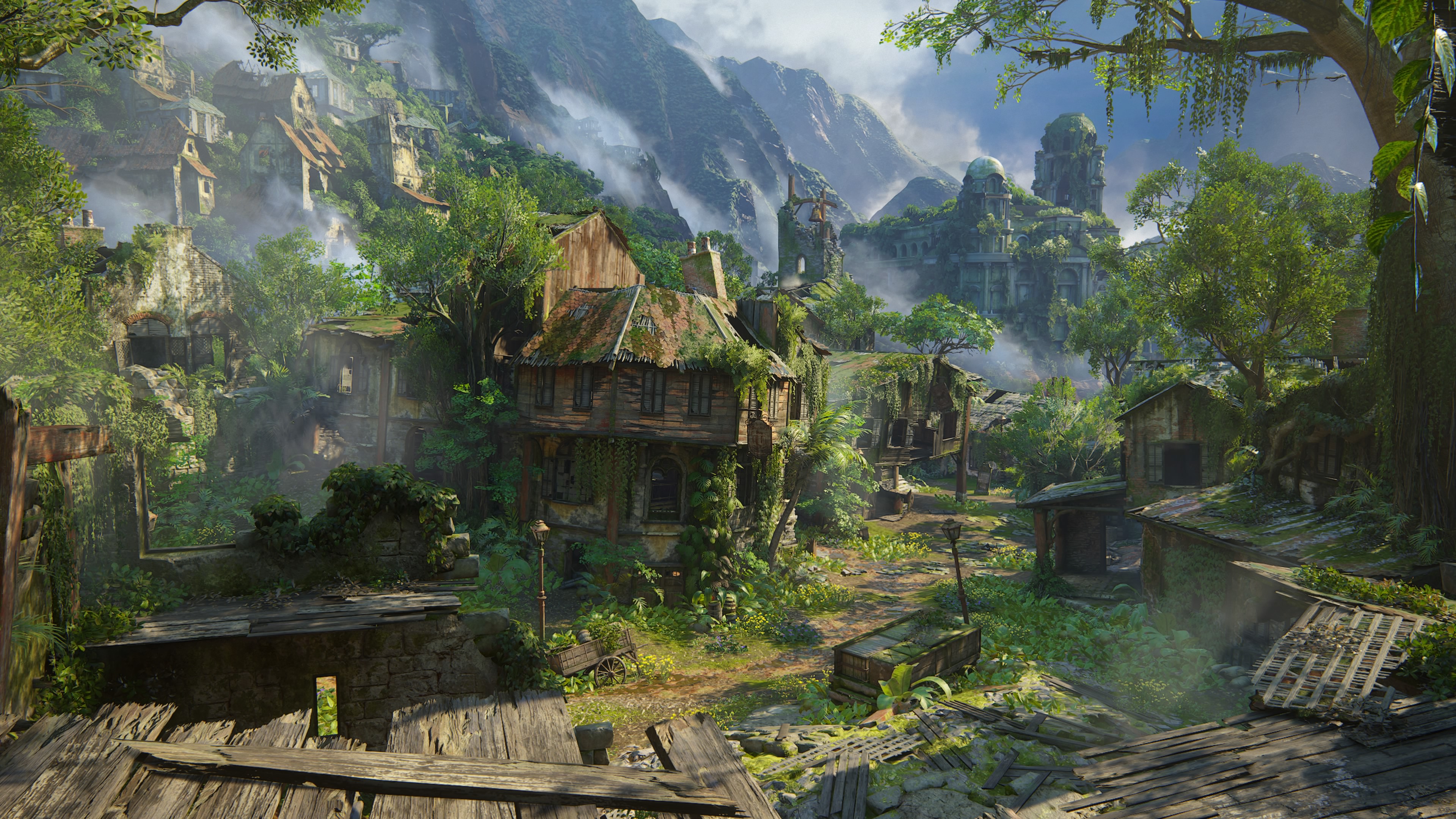 General 3840x2160 Uncharted 4: A Thief's End video games nature PlayStation 4 overgrown ruins old building city jungle video game art