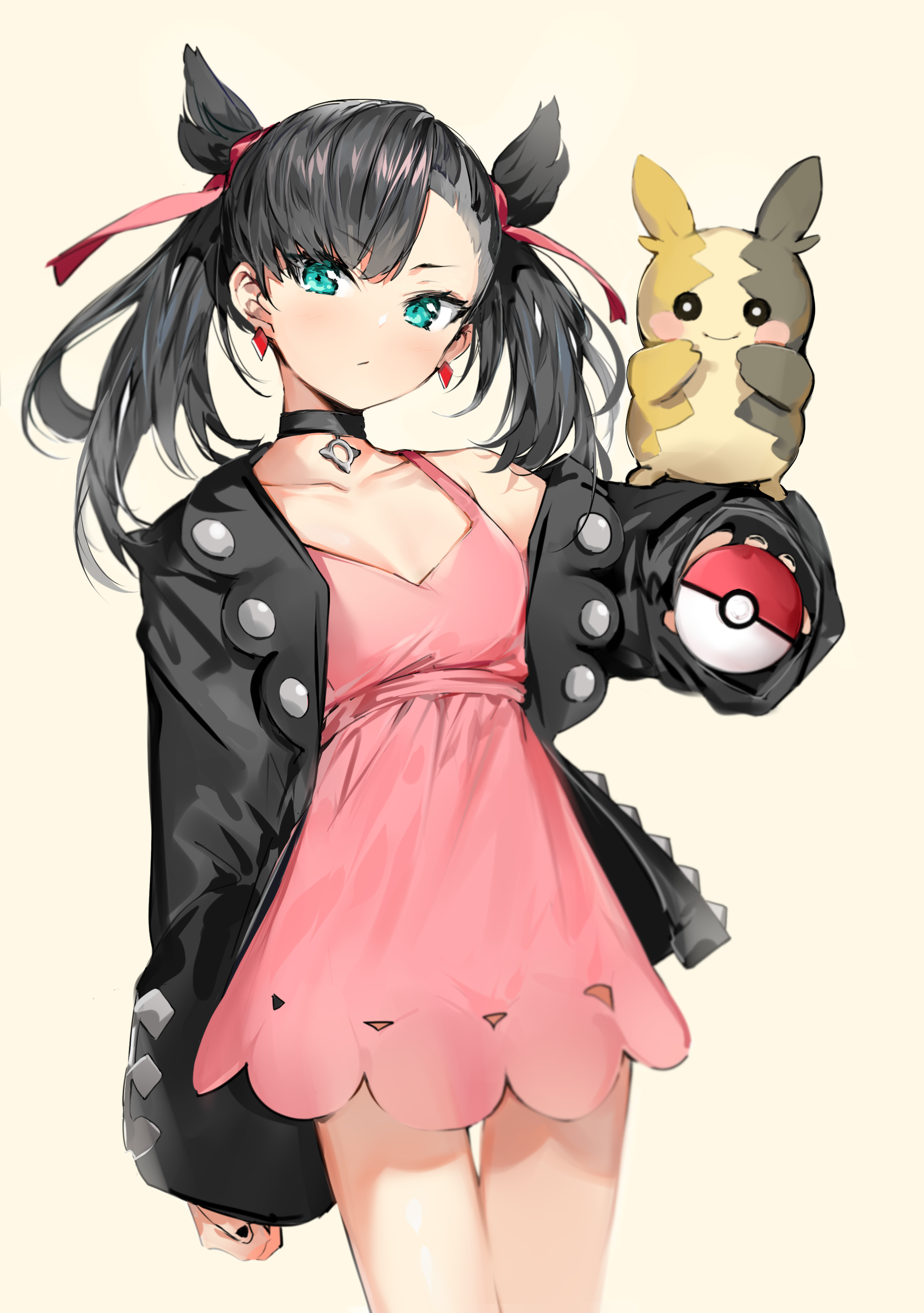 Anime 1900x2700 anime anime girls digital art artwork 2D portrait display Pokémon Marnie (Pokemon) dark hair aqua eyes open jacket dress Silver (artist)