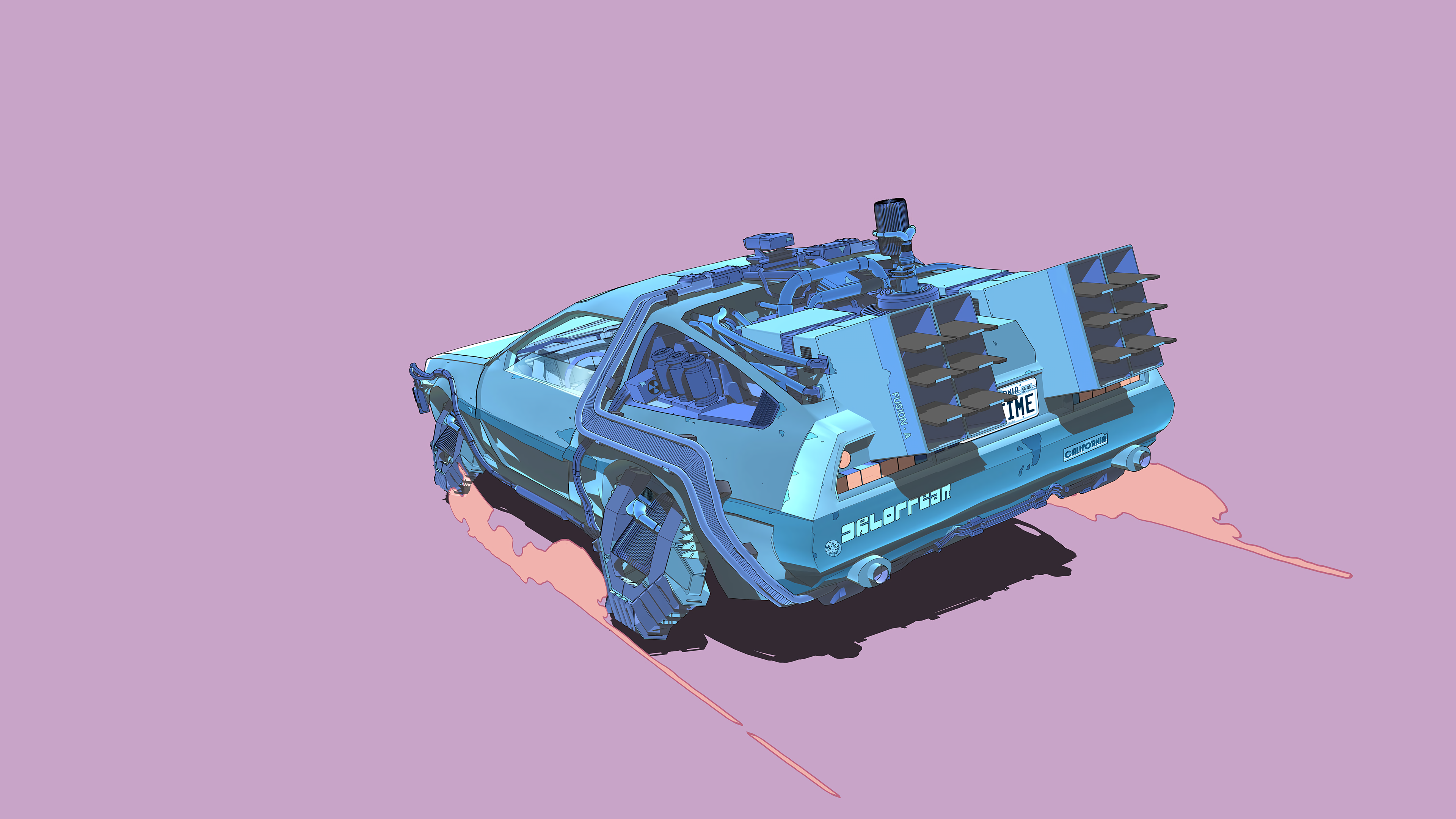 General 3840x2160 Back to the Future digital art artwork Time Machine car vehicle DeLorean
