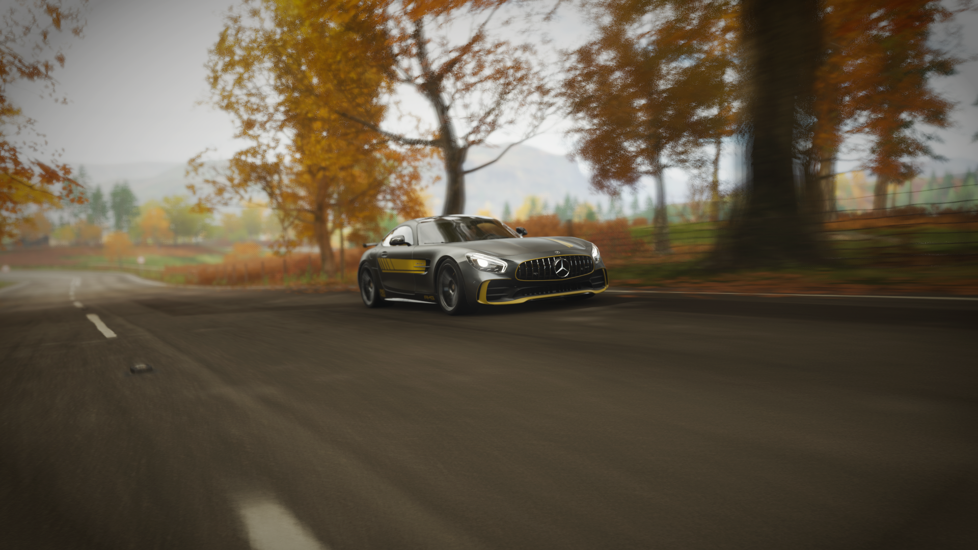 General 1920x1080 car Forza Horizon 4 video games Mercedes-AMG GT screen shot Mercedes-Benz gray cars racing road asphalt
