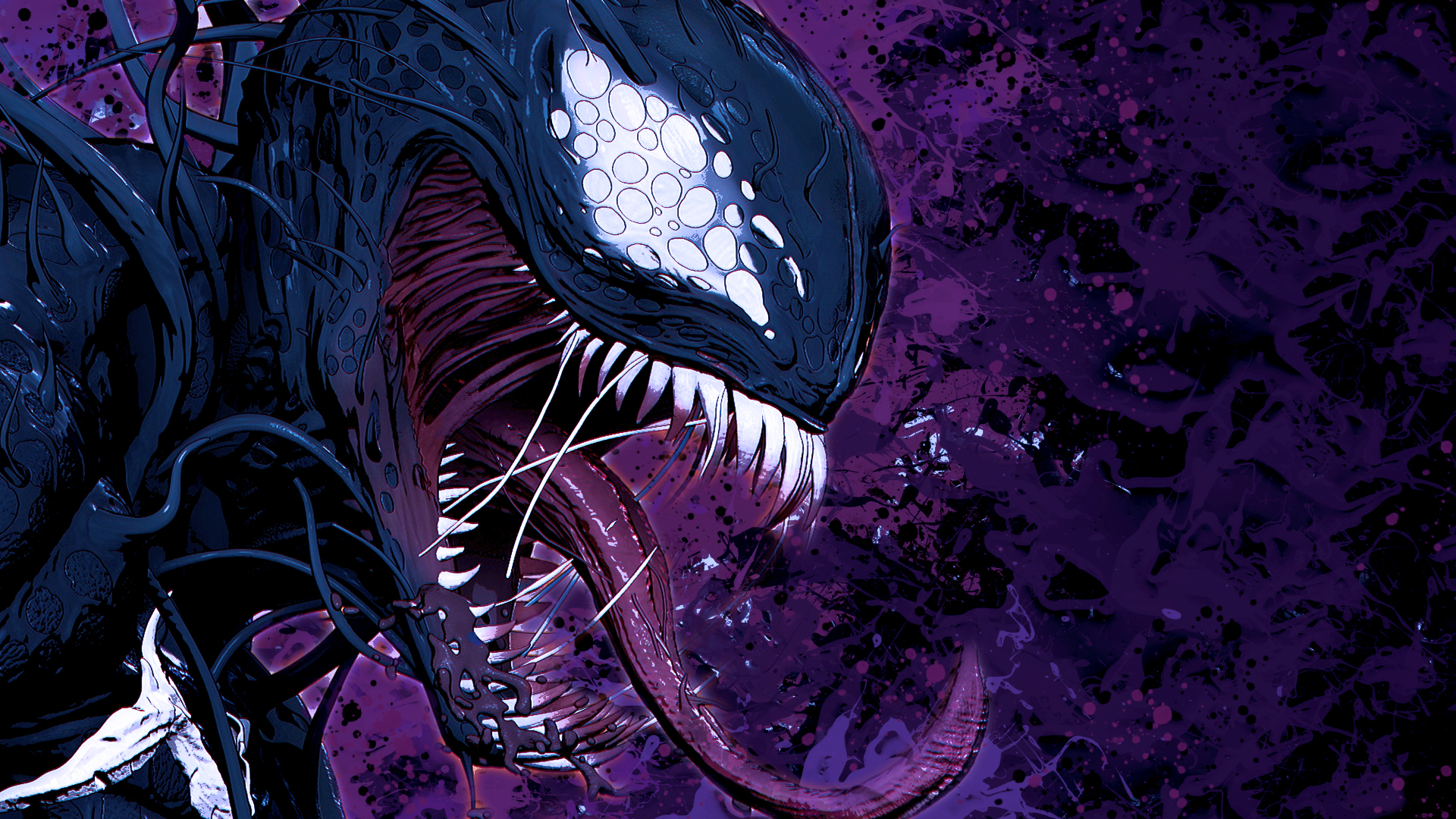 General 1920x1080 Venom Marvel Comics villains illustration comic art artwork profile purple tongue out