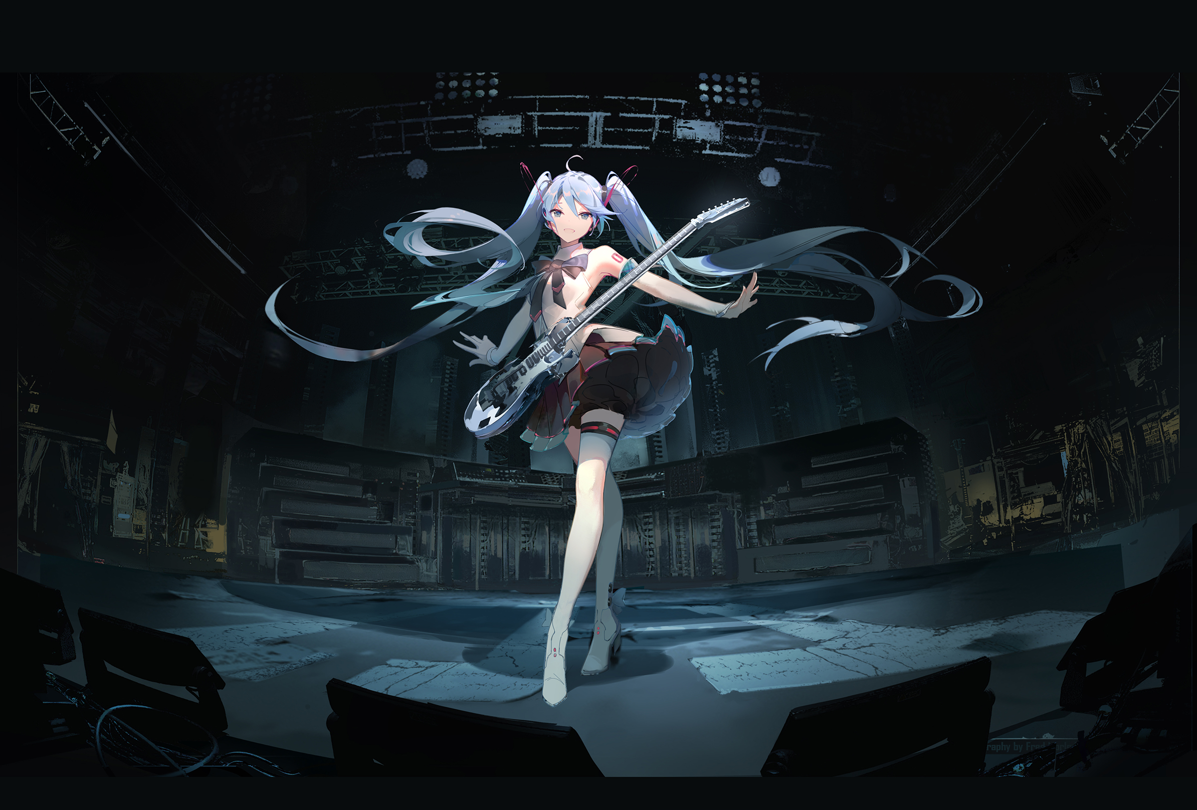 Anime 2400x1625 Vocaloid anime girls Hatsune Miku ponytail