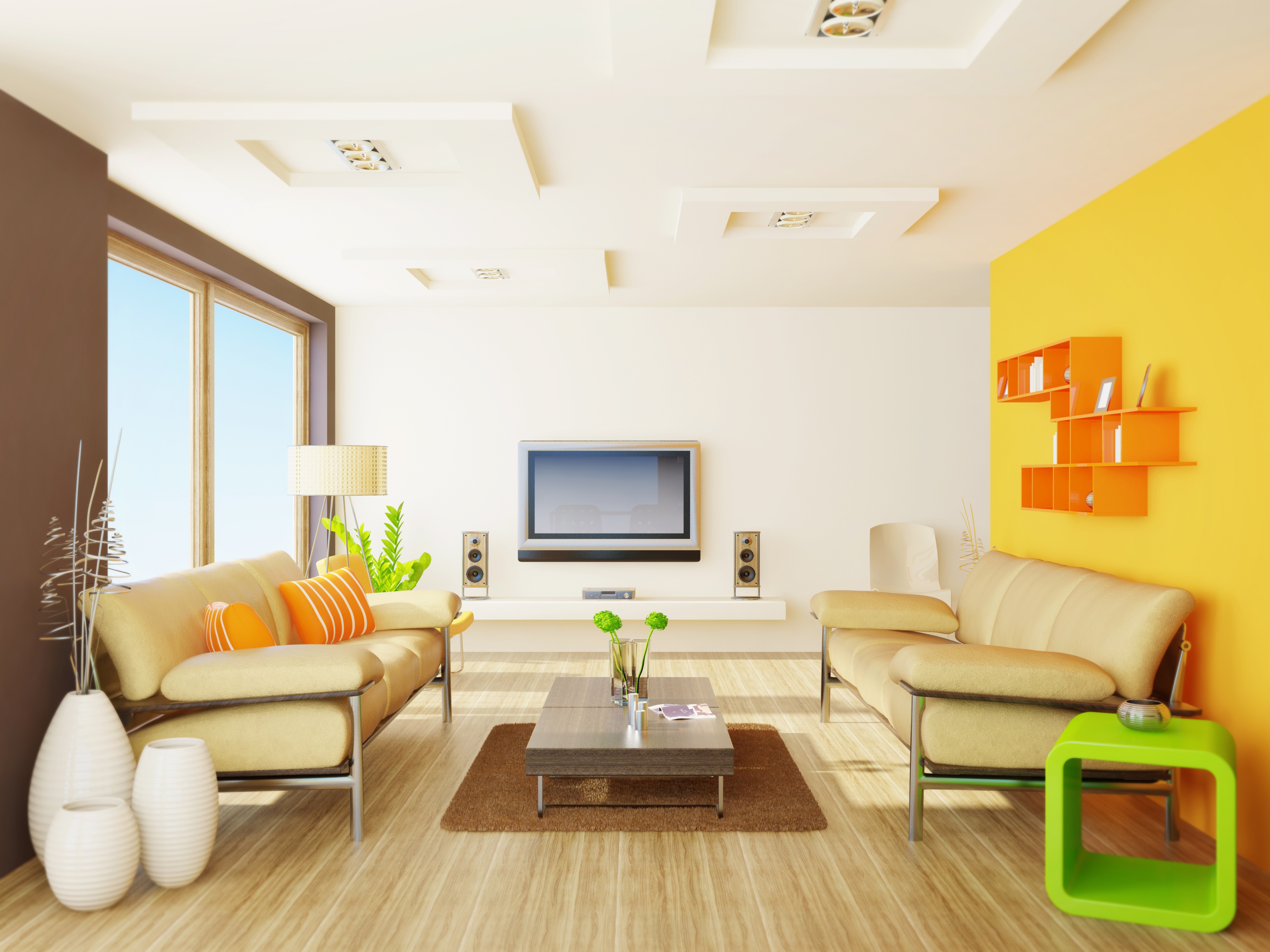 General 4000x3000 living rooms room colorful interior digital art