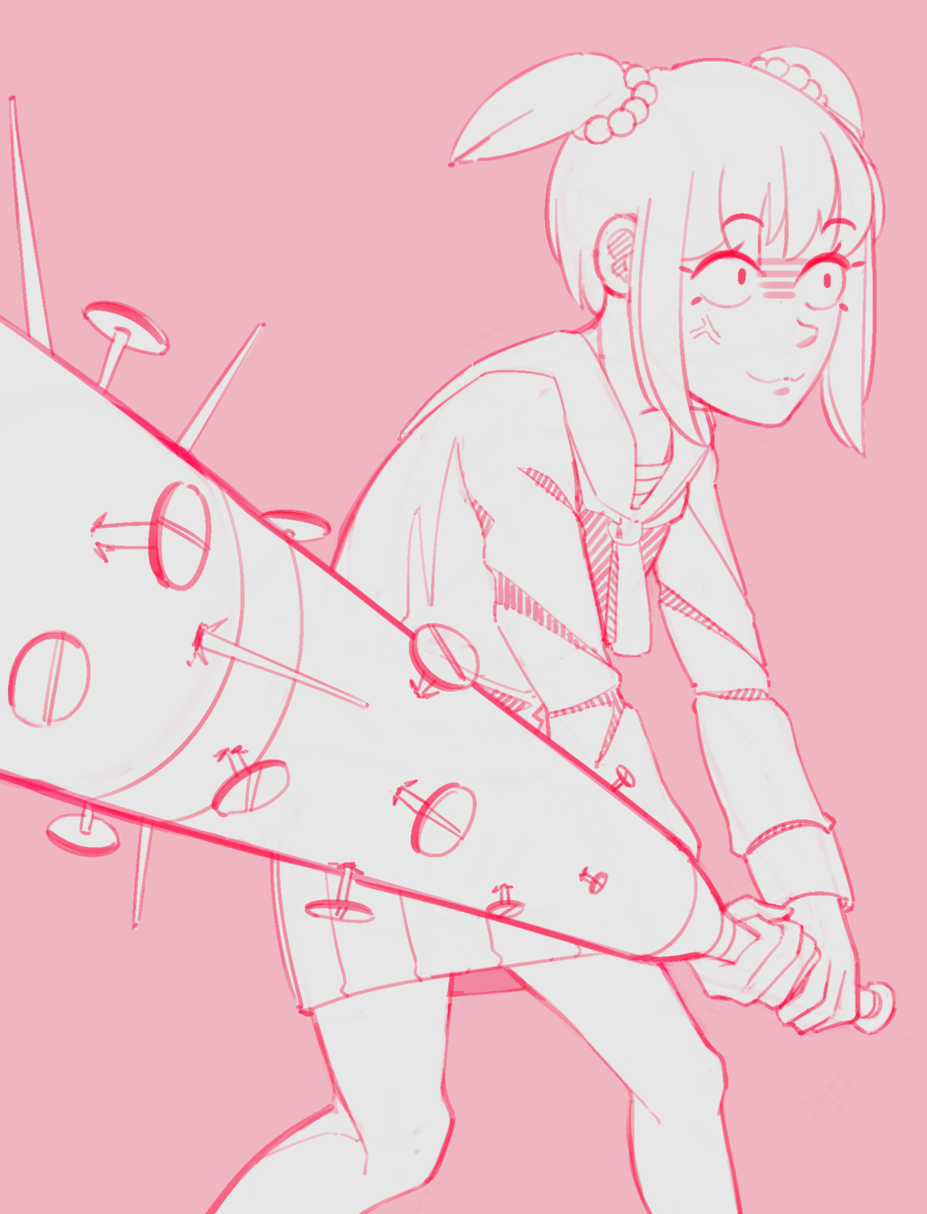 Anime 1024x1341 Poputepipikku anime girls Popuko pink background baseball bat