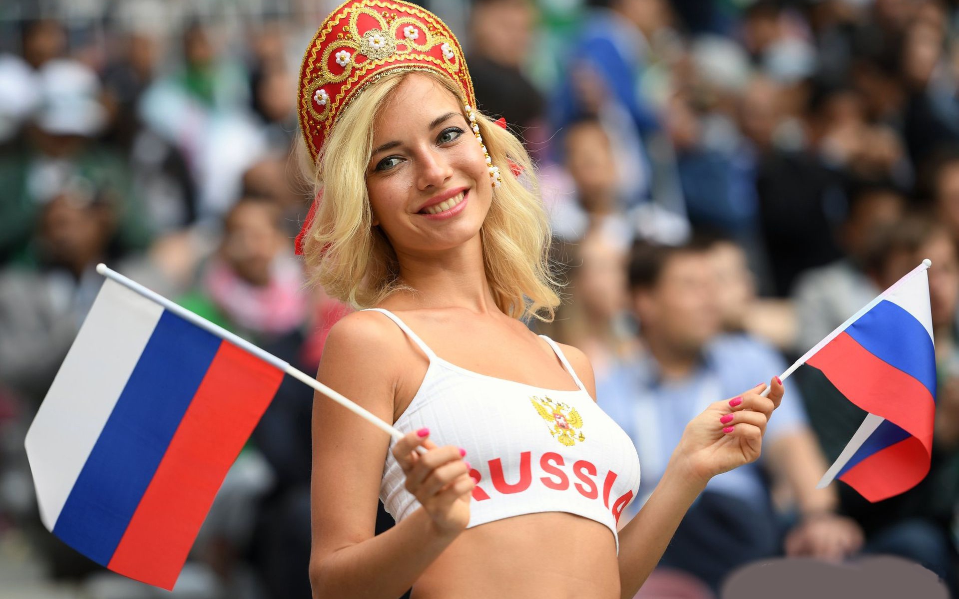 People 1920x1200 women Russian women blonde world cup girls Russia flag Natalia Andreeva