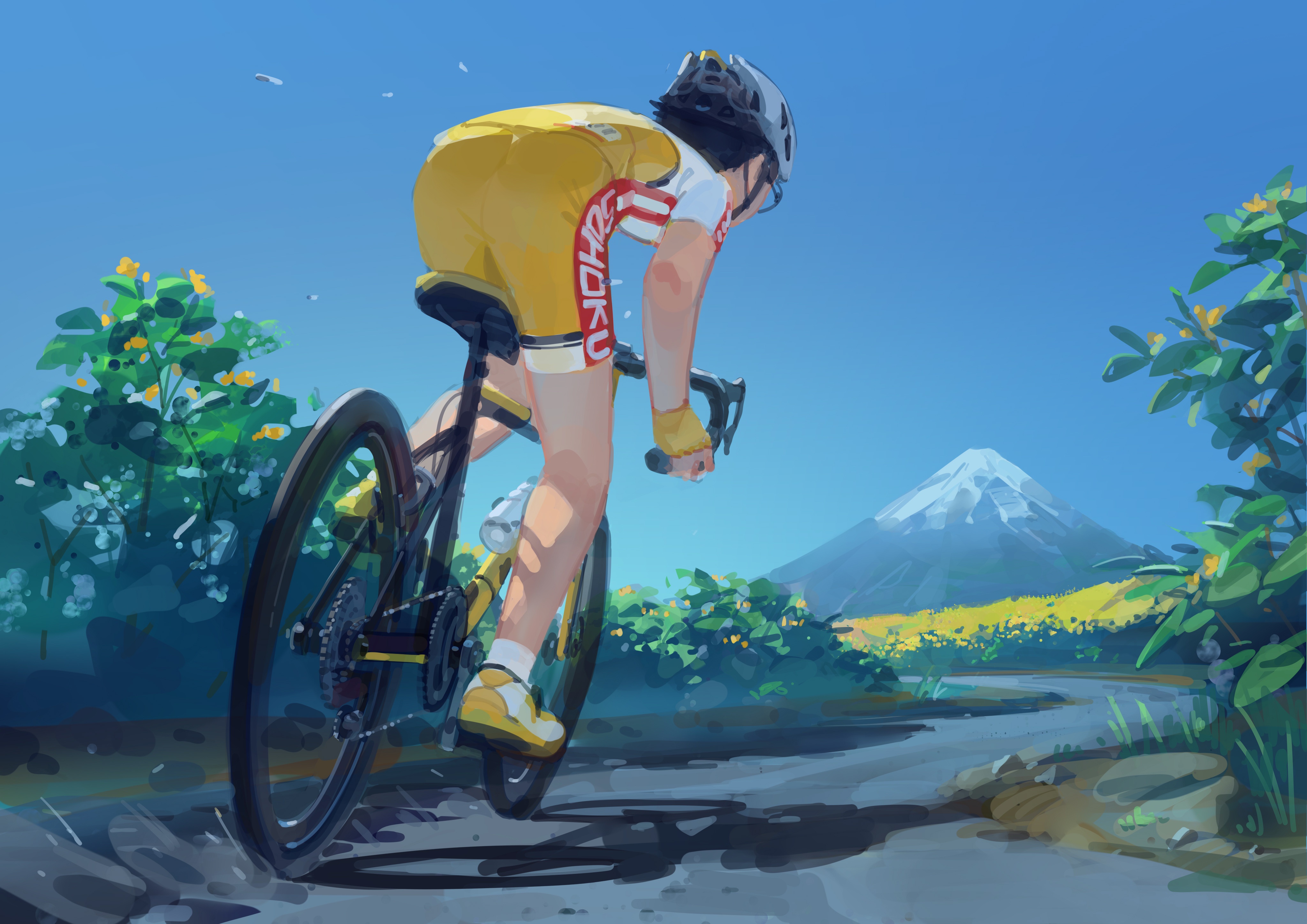 Anime 4093x2894 cycling mountains sport ddal artwork