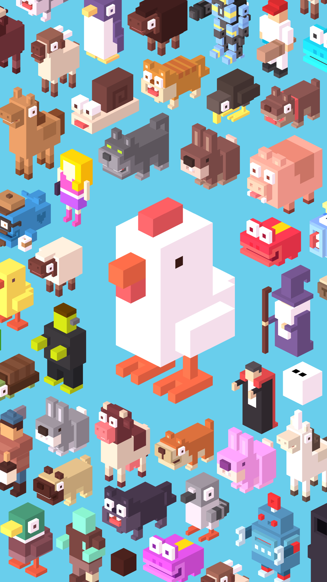 General 1080x1920 Crossy Road android games video game characters animals cyan background video games
