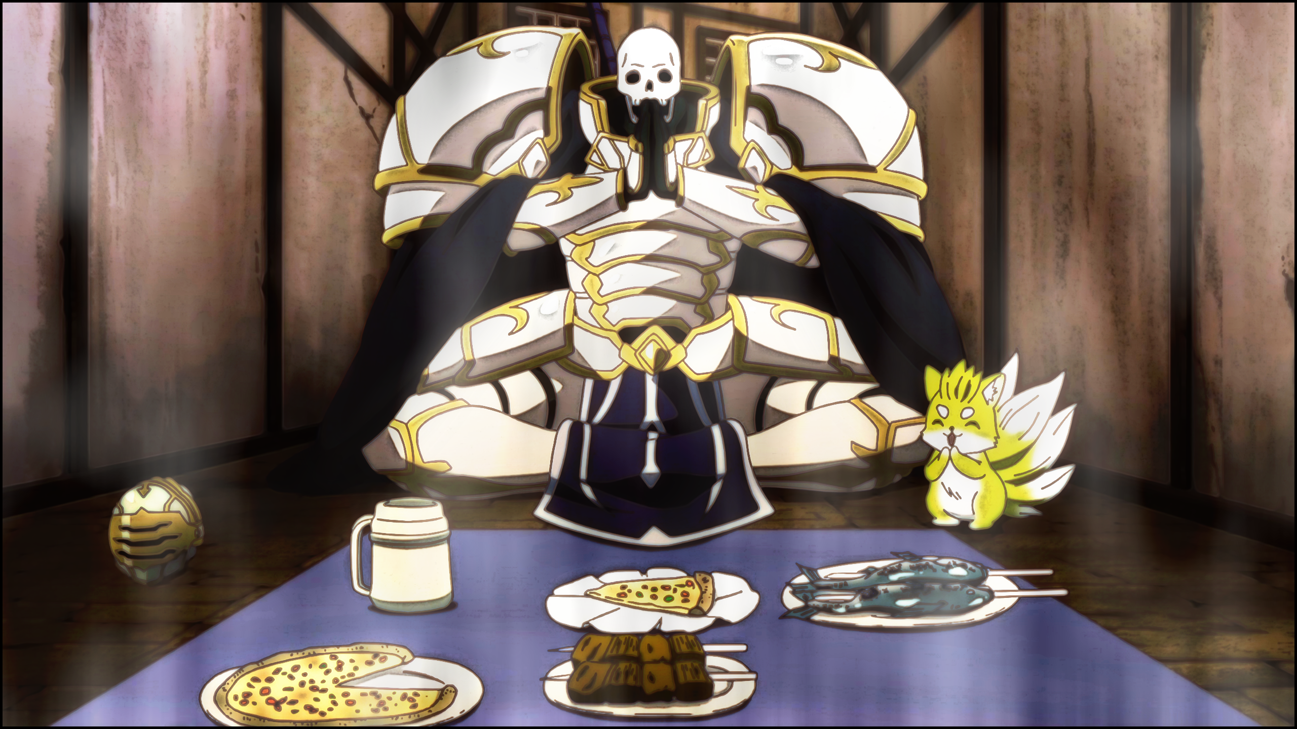 Anime 2560x1440 Skeleton Knight in Another World Isekai anime food armor anime creatures