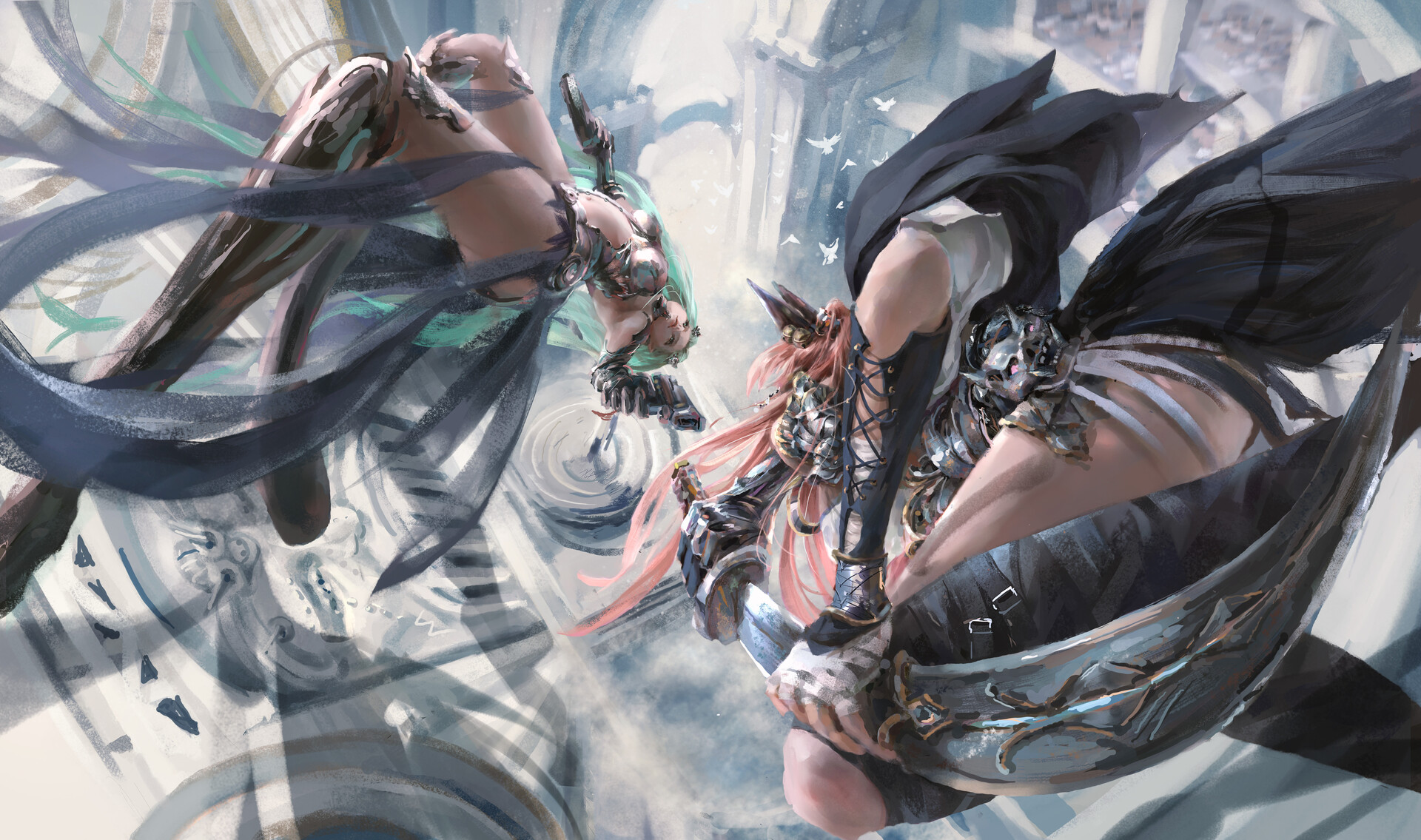 General 1920x1135 digital painting battle cyborg assassins  fantasy girl Risa lin