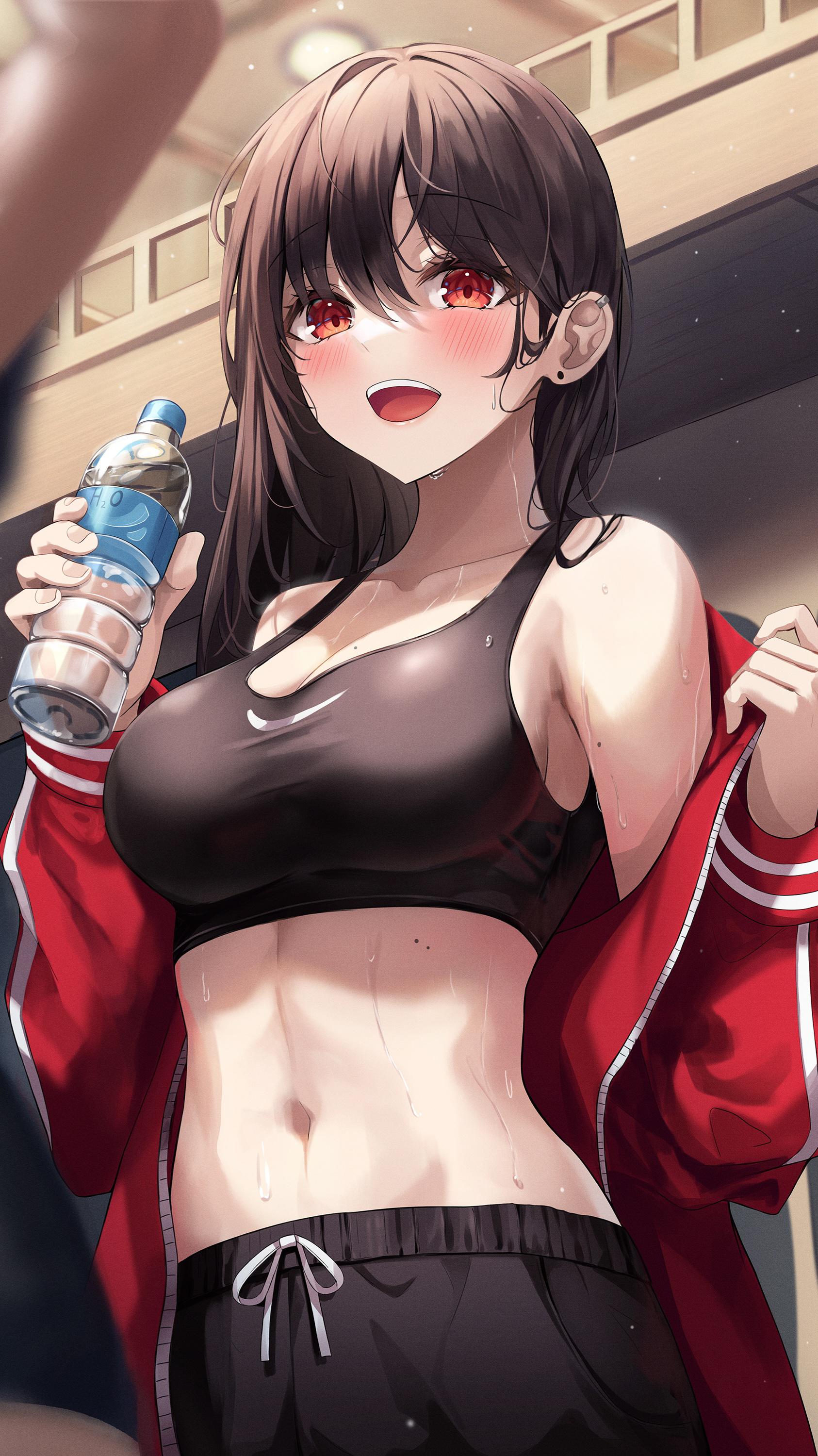 Anime 1686x3000 anime anime girls digital art artwork 2D portrait portrait display belly belly button looking at viewer sports bra