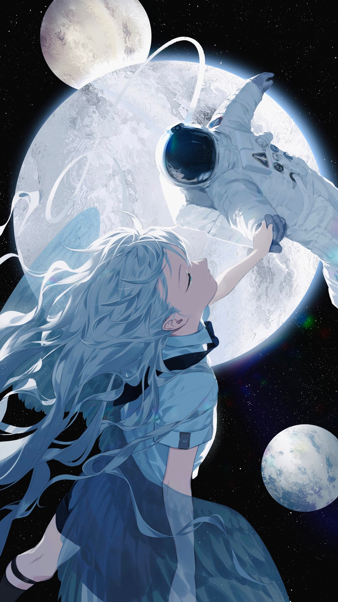 Anime 1151x2048 artwork anime girls Moon astronaut anime