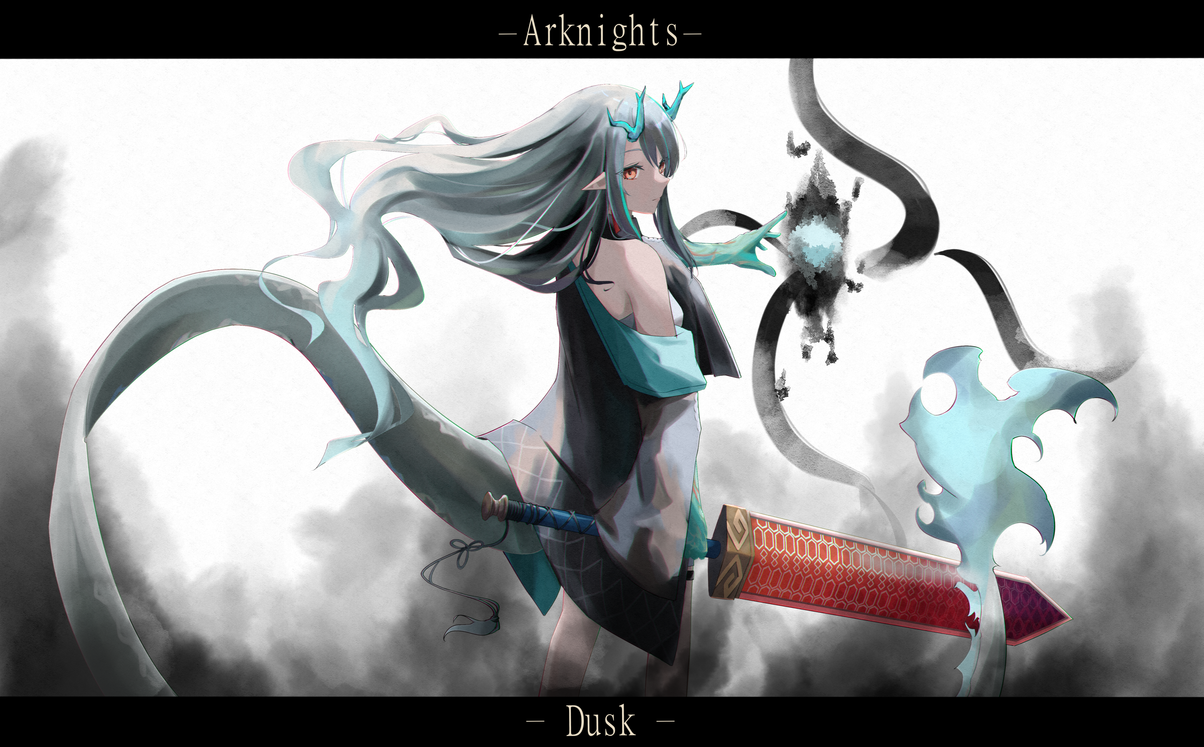 Anime 3889x2415 Arknights Dusk (Arknights) anime anime girls dragon girl