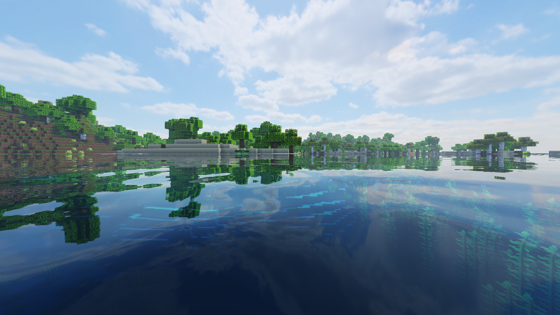 General 1920x1080 Minecraft swamp ocean view clear sky wood forest water landscape aerial view village