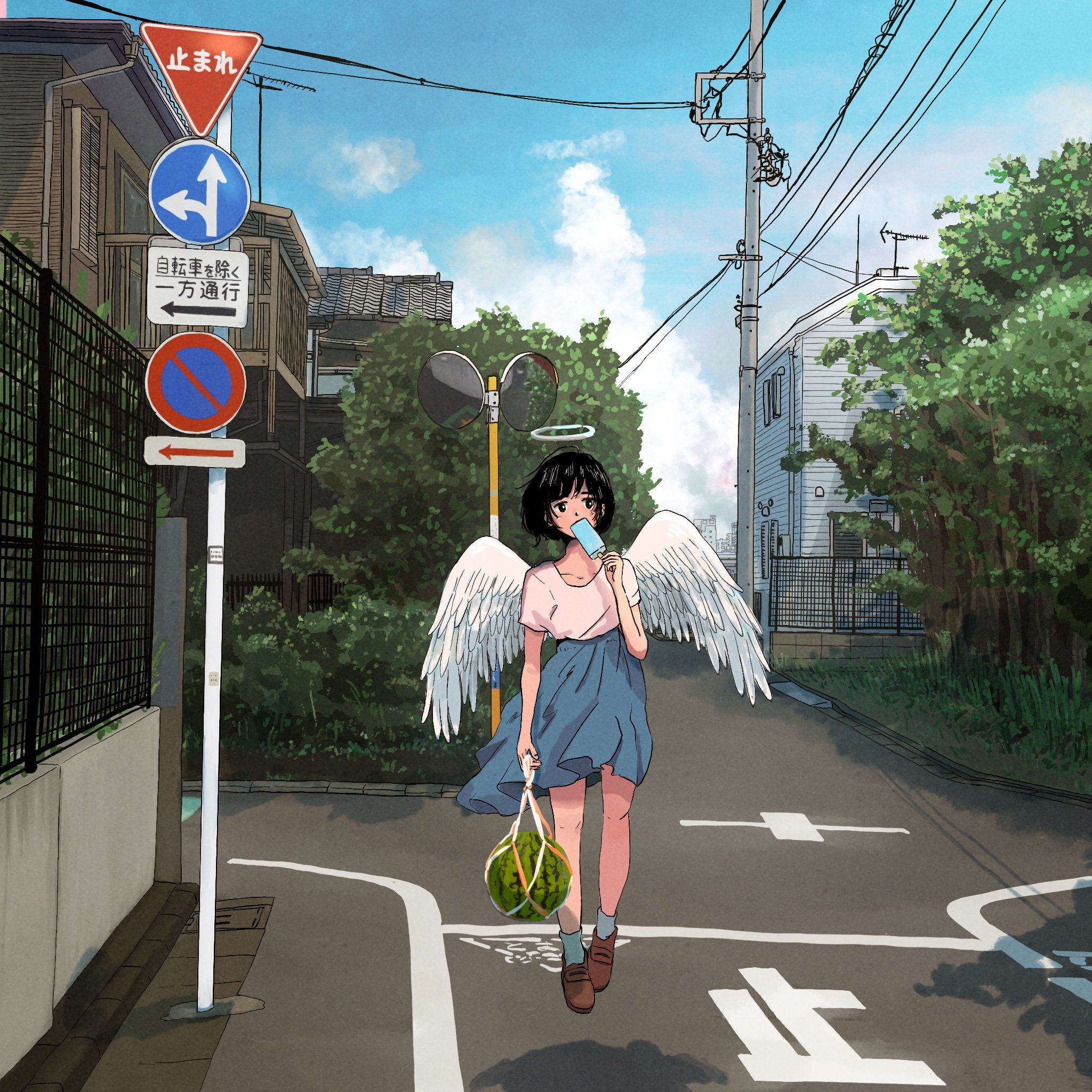Anime 2048x2048 anime girls angel wings