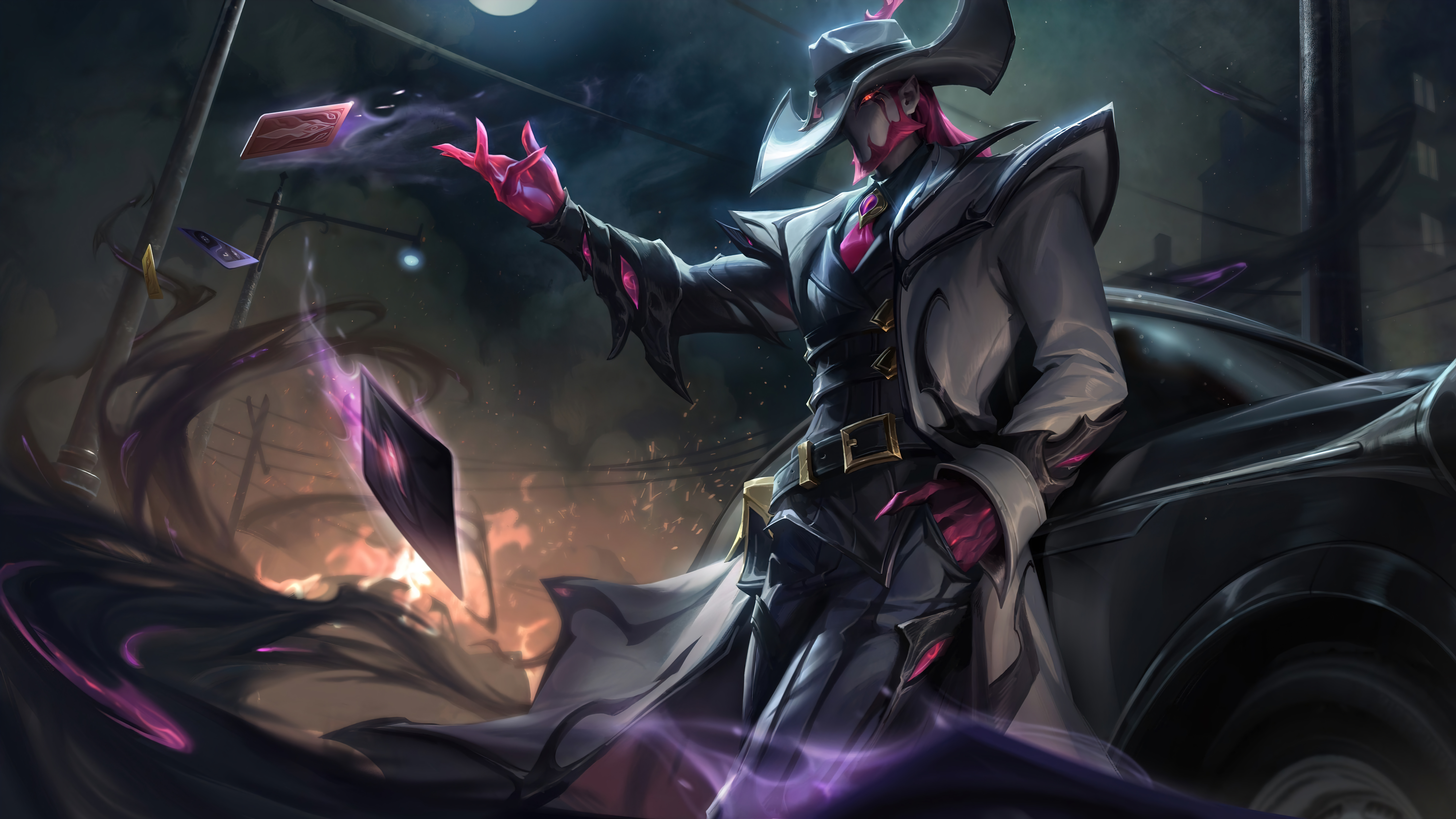 General 7680x4320 Crime City Nightmare city crime Twisted Fate (League of Legends) League of Legends Riot Games dark digital art 4K shadow nightmare GZG video games