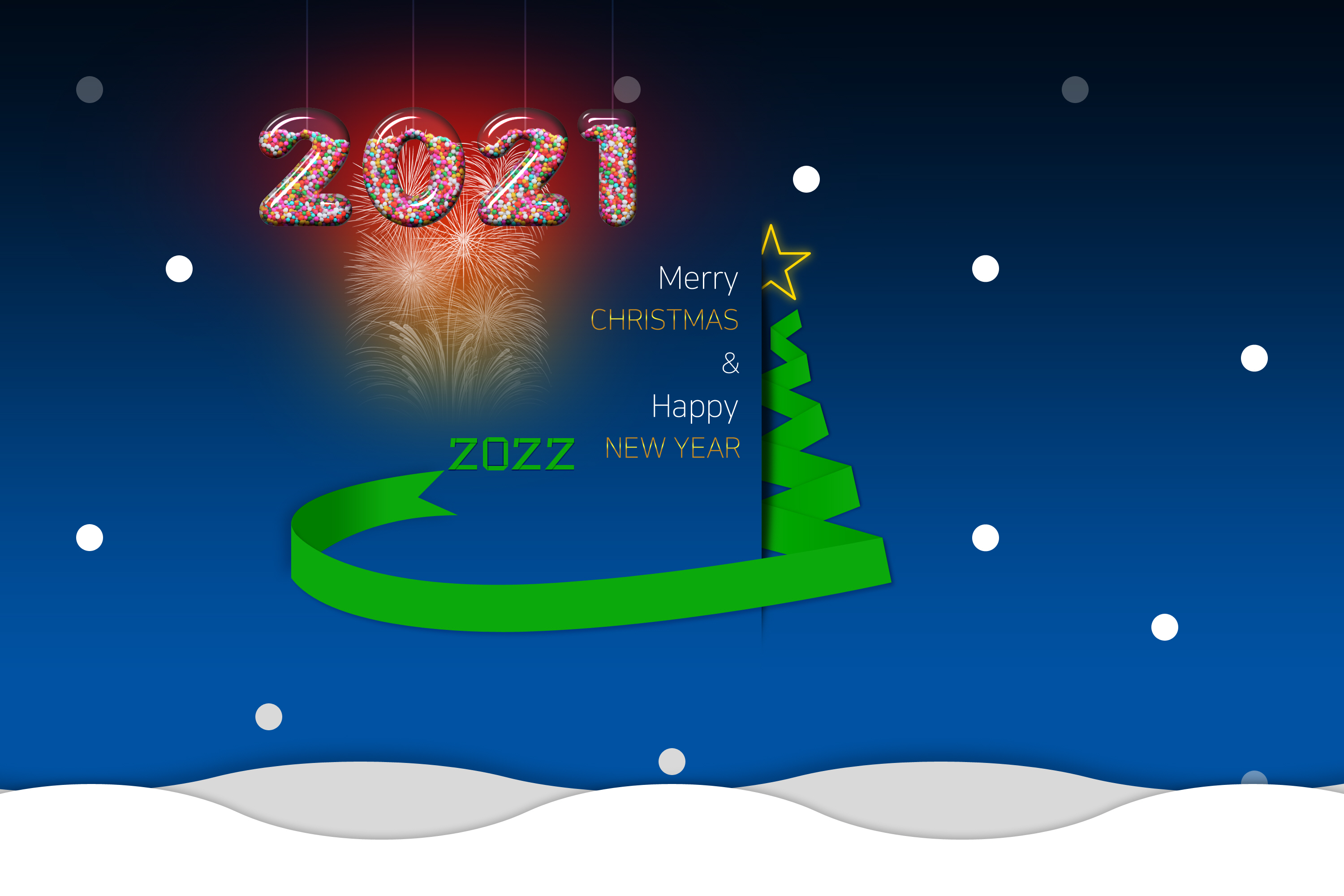 General 3000x2000 New Year typography vector CGI digital art 2021 (year) 2022 (year) text
