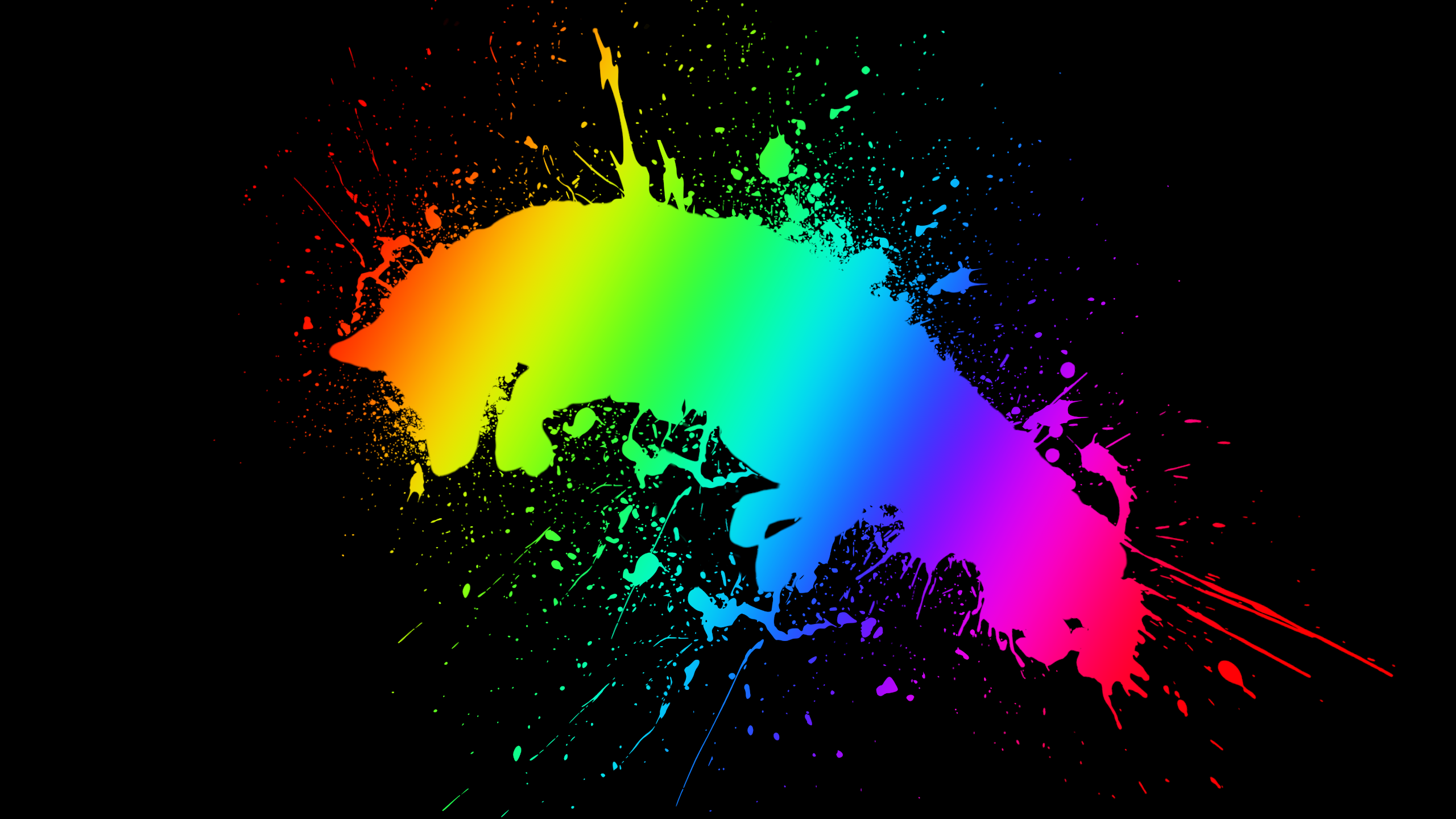 General 2560x1440 fox splatter paint splash paint splatter jumping colorful silhouette RGB black background