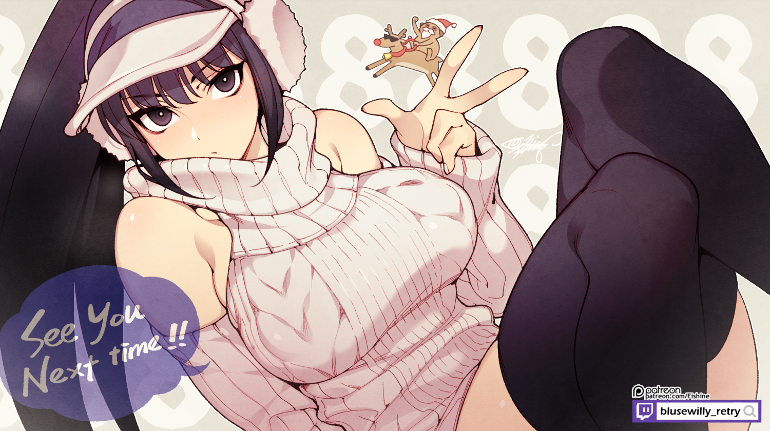 Anime 1500x840 anime anime girls sweater lazy Fishine thigh-highs