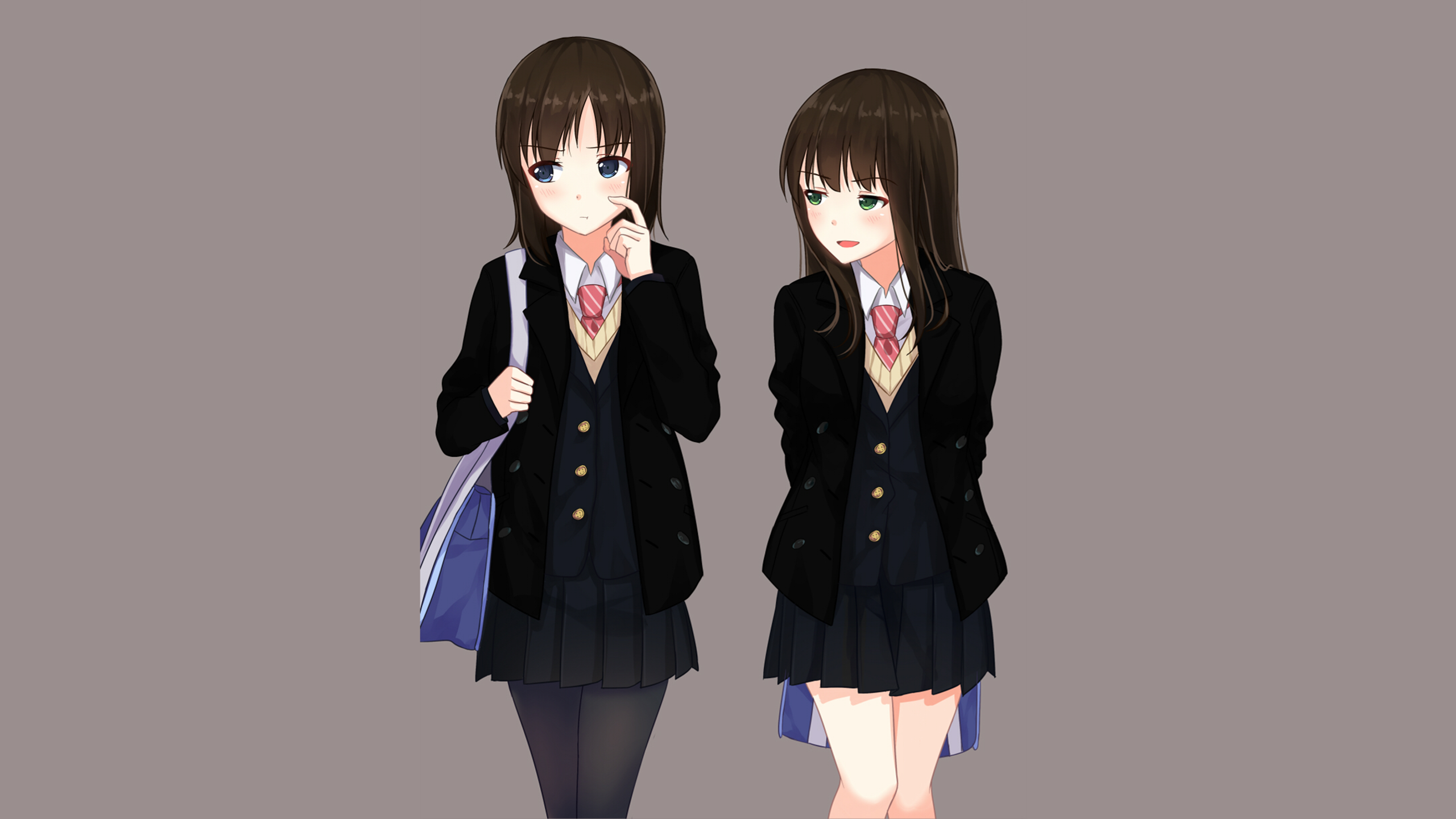 Anime 2560x1440 anime anime girls original characters school uniform brunette