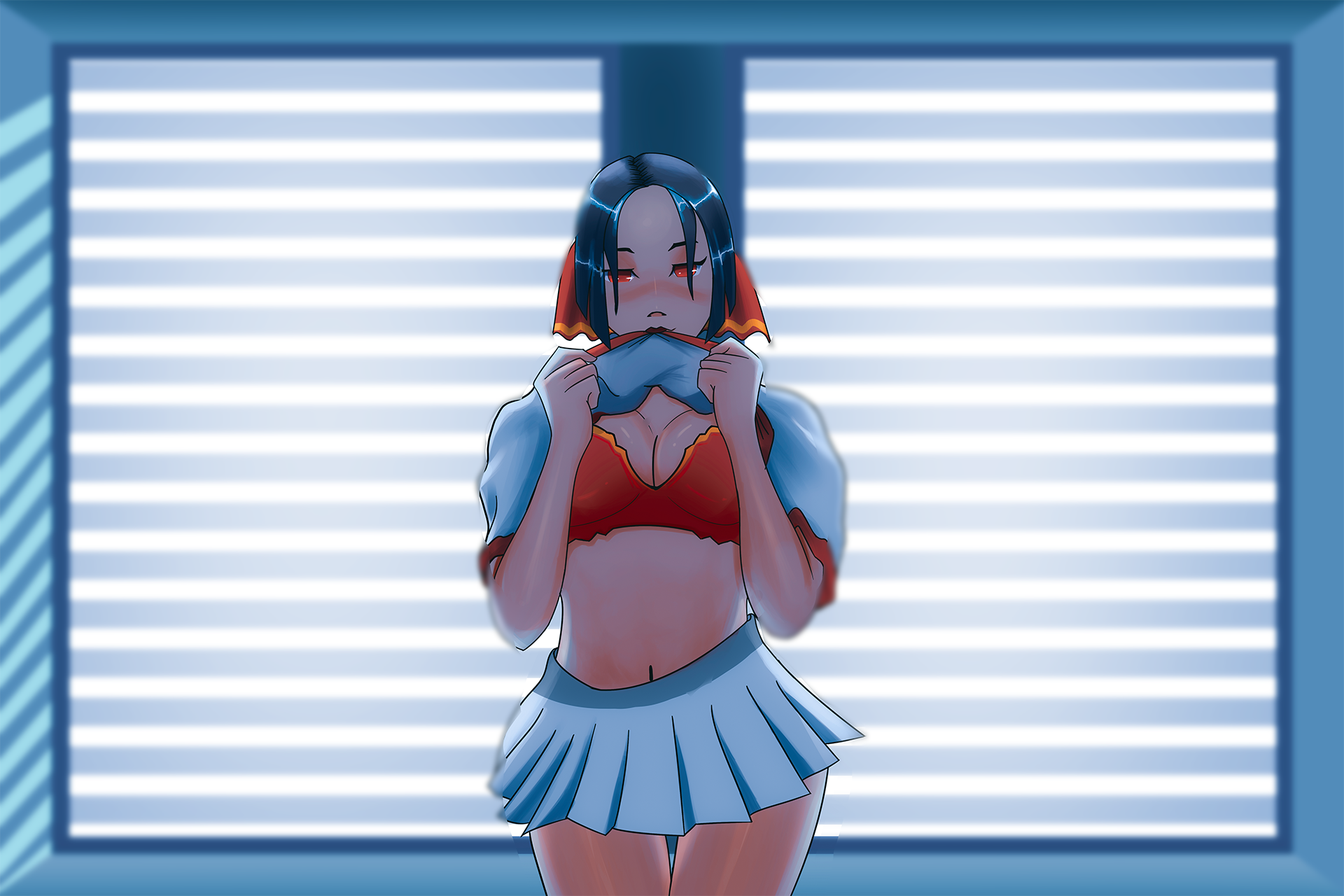 Anime 1920x1280 blinds schoolgirl Kaguya Shinomiya Kaguya-Sama: Love is War red bikini bra short hair blushing school uniform