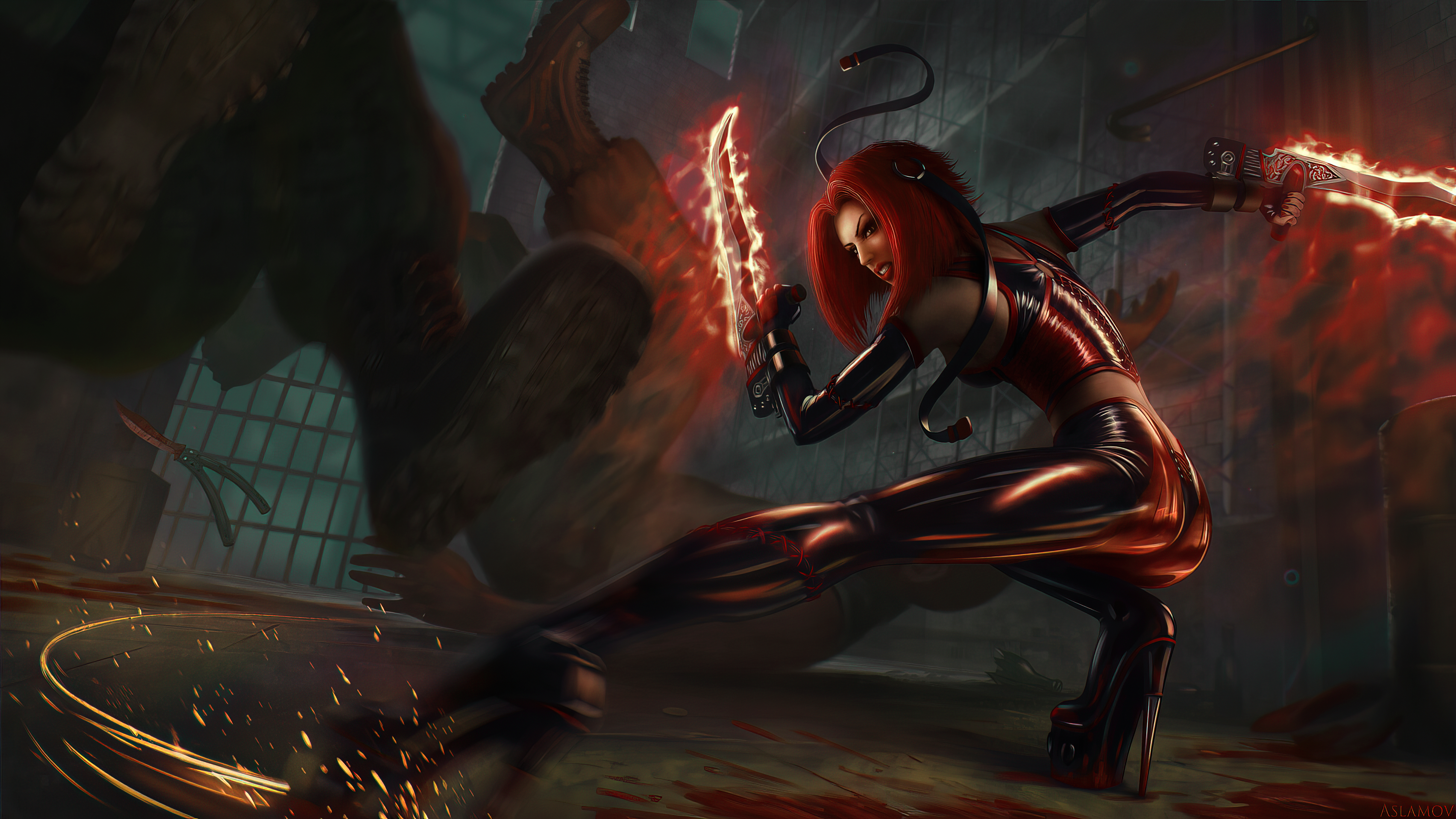 General 3840x2160 BloodRayne blades video game girls video game characters Damphir video games PC gaming redhead women with swords fan art
