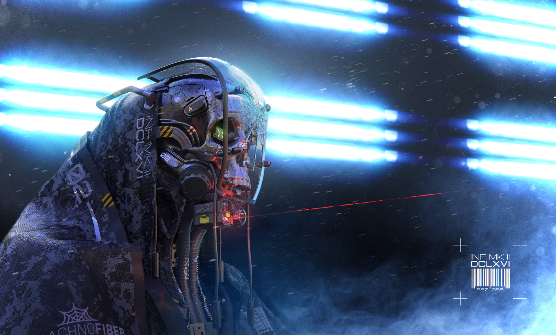 General 1920x1156 artwork digital art science fiction CGI skull robot laser futuristic cyberpunk