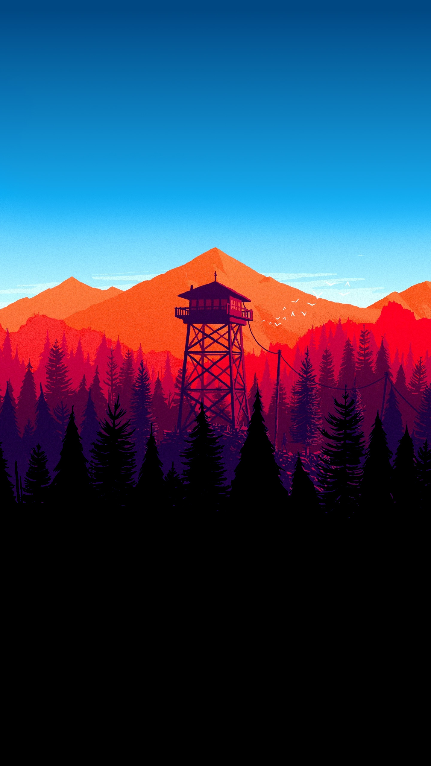 General 1440x2560 Firewatch video games cel shaded mountains sky minimalism nature