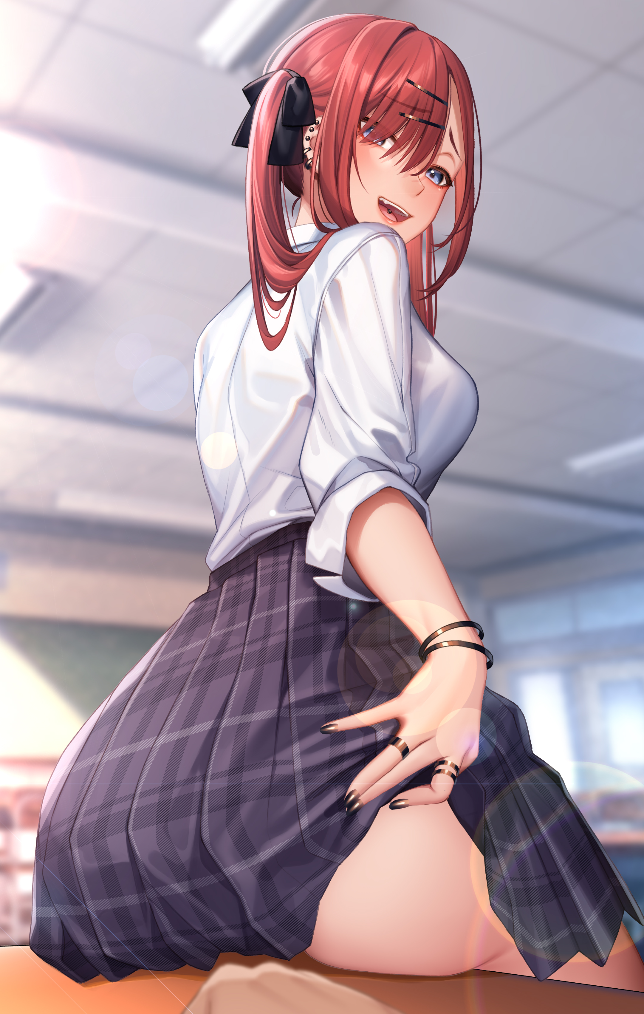 Anime 2160x3400 anime anime girls lifting skirt ass school uniform schoolgirl hair over one eye