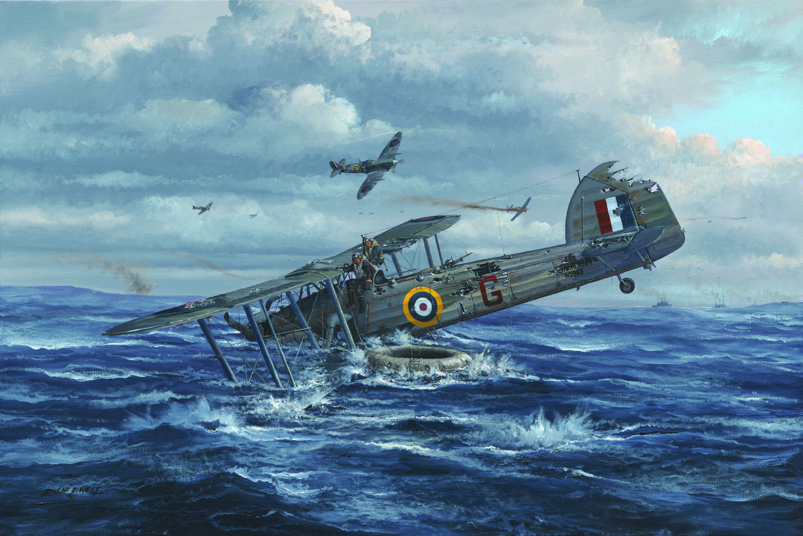 General 2601x1738 World War II aircraft airplane military military aircraft biplane Royal Navy UK Torpedo bomber Fairey Swordfish Boxart crash raft British aircraft