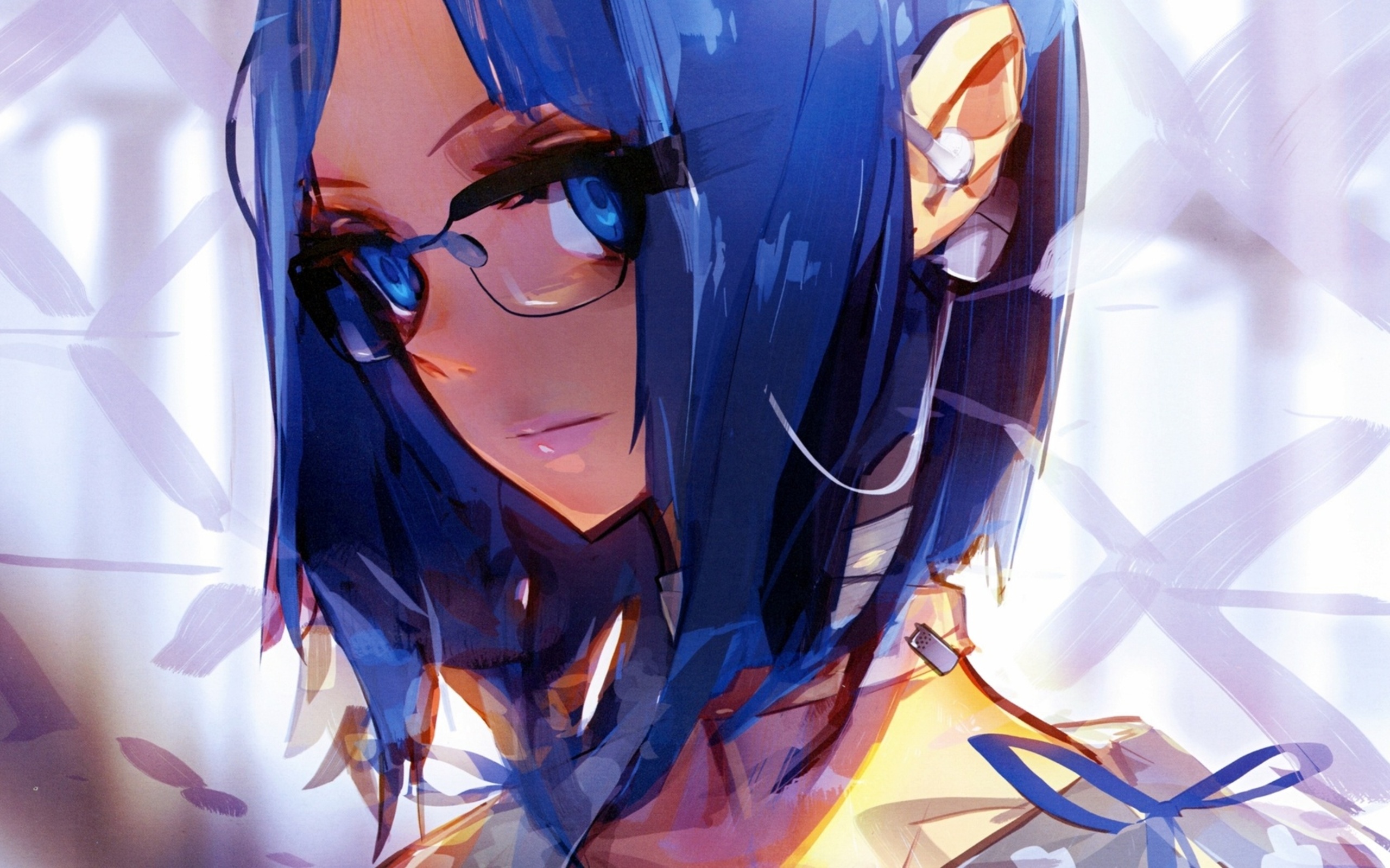 Anime 2560x1600 anime anime girls original characters glasses blue eyes blue hair S4 League