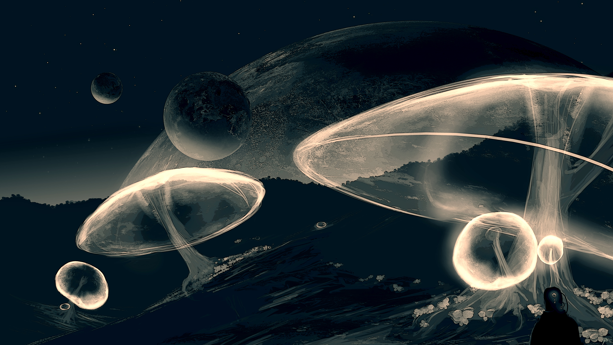 General 2560x1440 JoeyJazz dark mushroom science fiction space art digital art