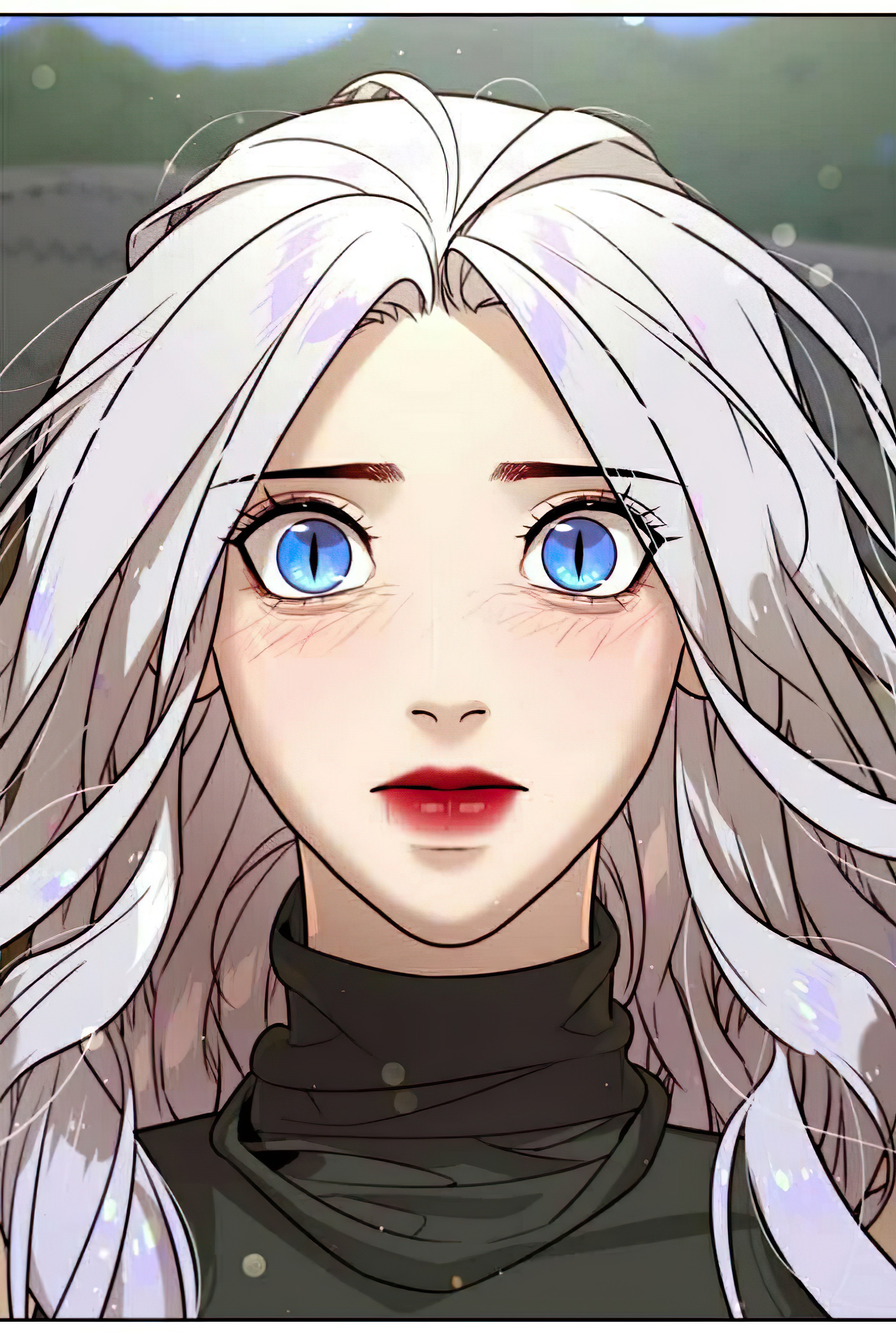 Anime 2868x4264 Hayan manhwa anime anime girls face blue eyes red lipstick women looking at viewer portrait long hair