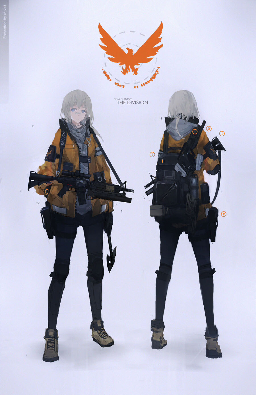 Anime 900x1386 Miv4t anime anime girls Tom Clancy's The Division gun assault rifle gray hair