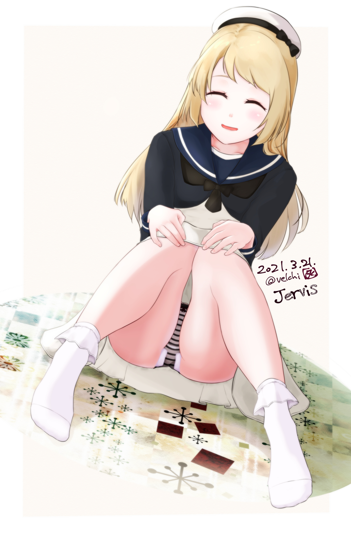 Anime 1208x1844 anime anime girls Kantai Collection Jervis (KanColle) long hair blonde solo artwork digital art fan art panties