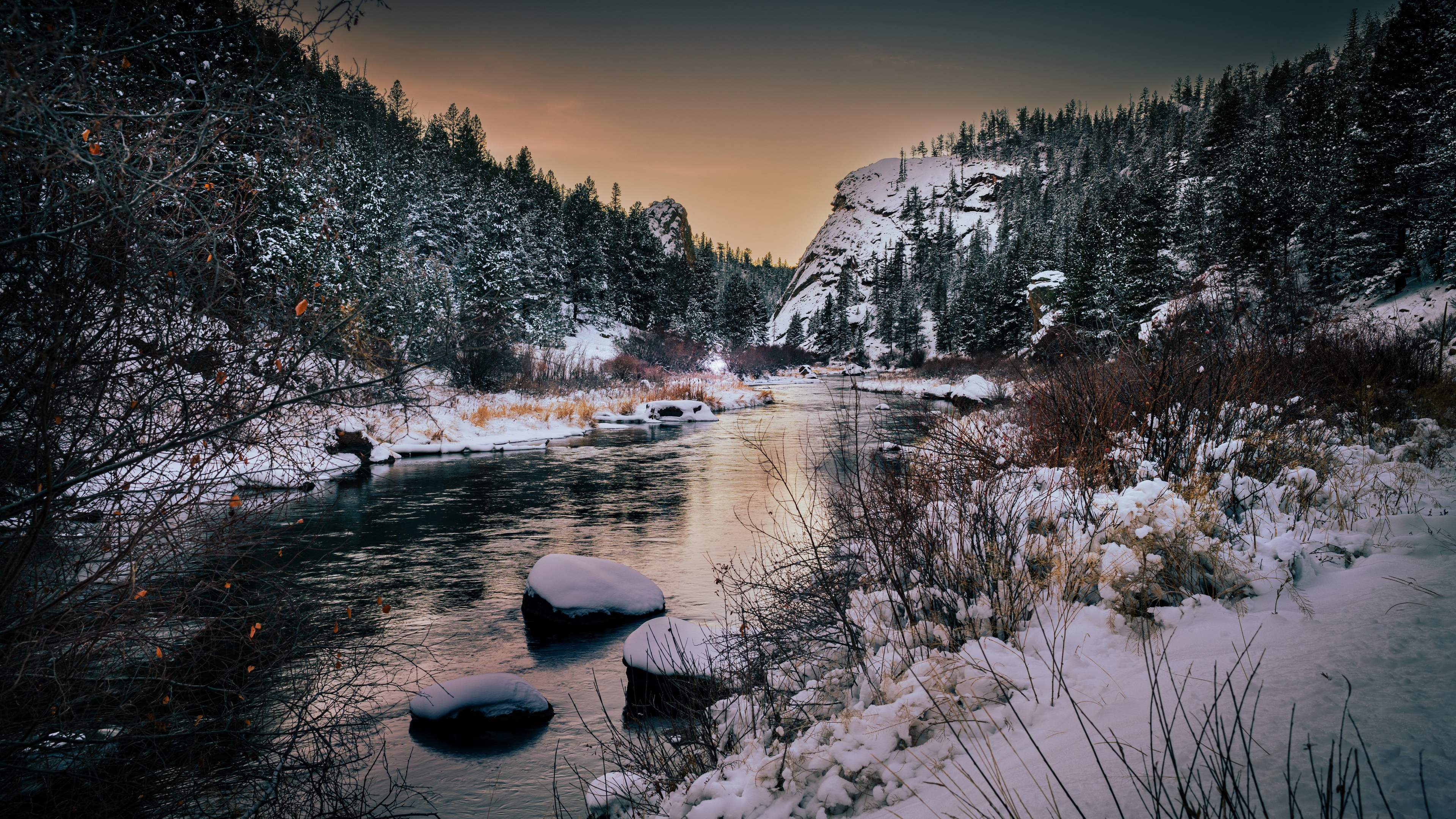 General 3840x2160 nature winter cold outdoors snow ice landscape river