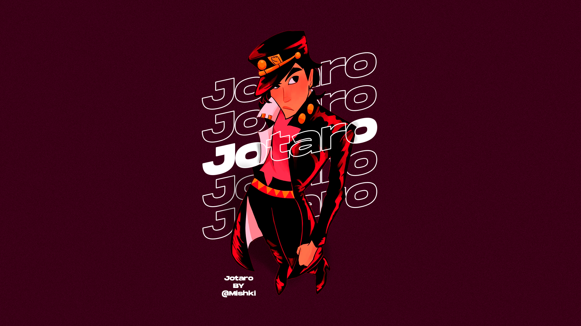 Anime 1920x1080 Jotaro Kujo JoJo's Bizarre Adventure anime red background simple background