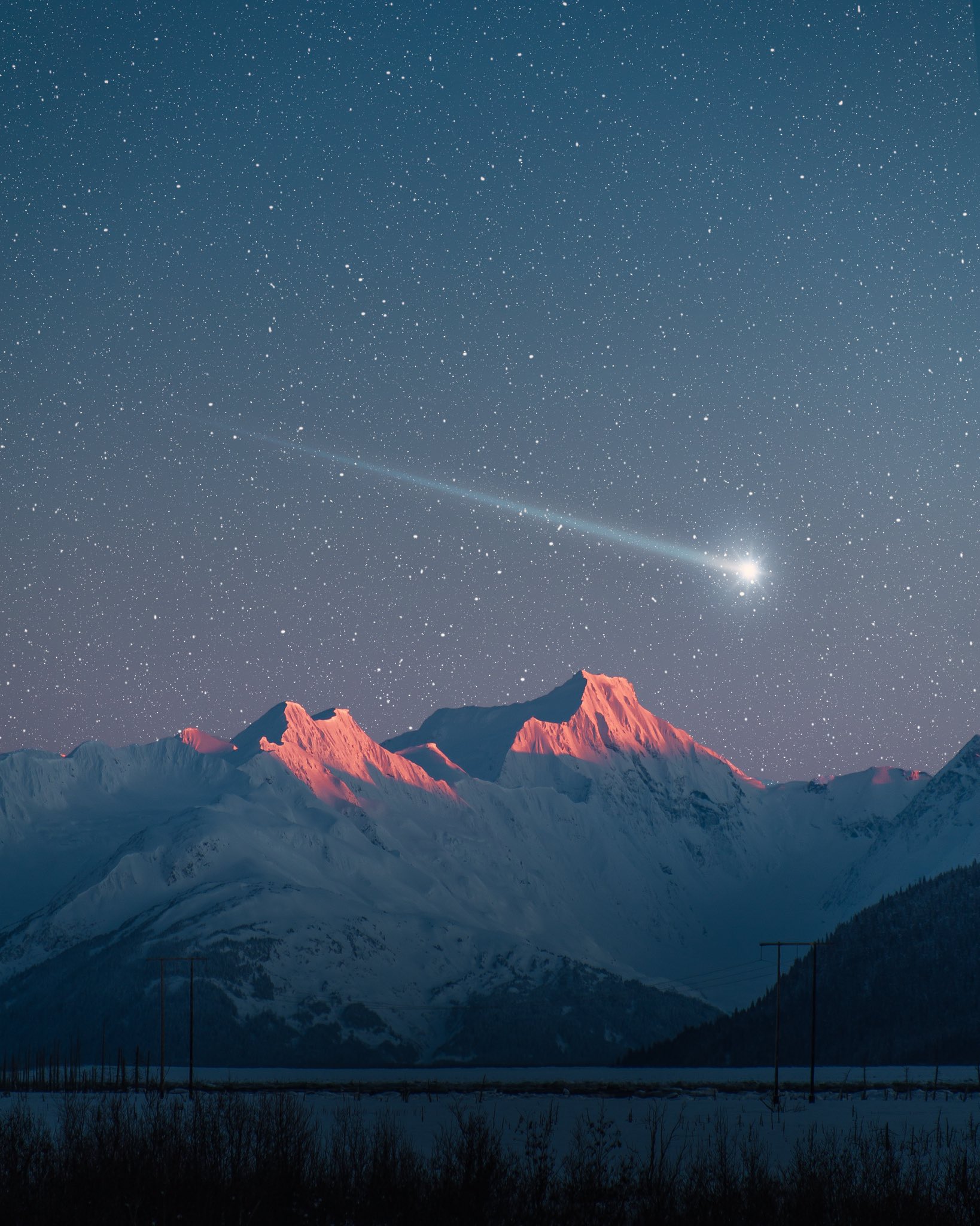 General 1638x2048 landscape mountains snowy mountain stars shooting stars portrait display