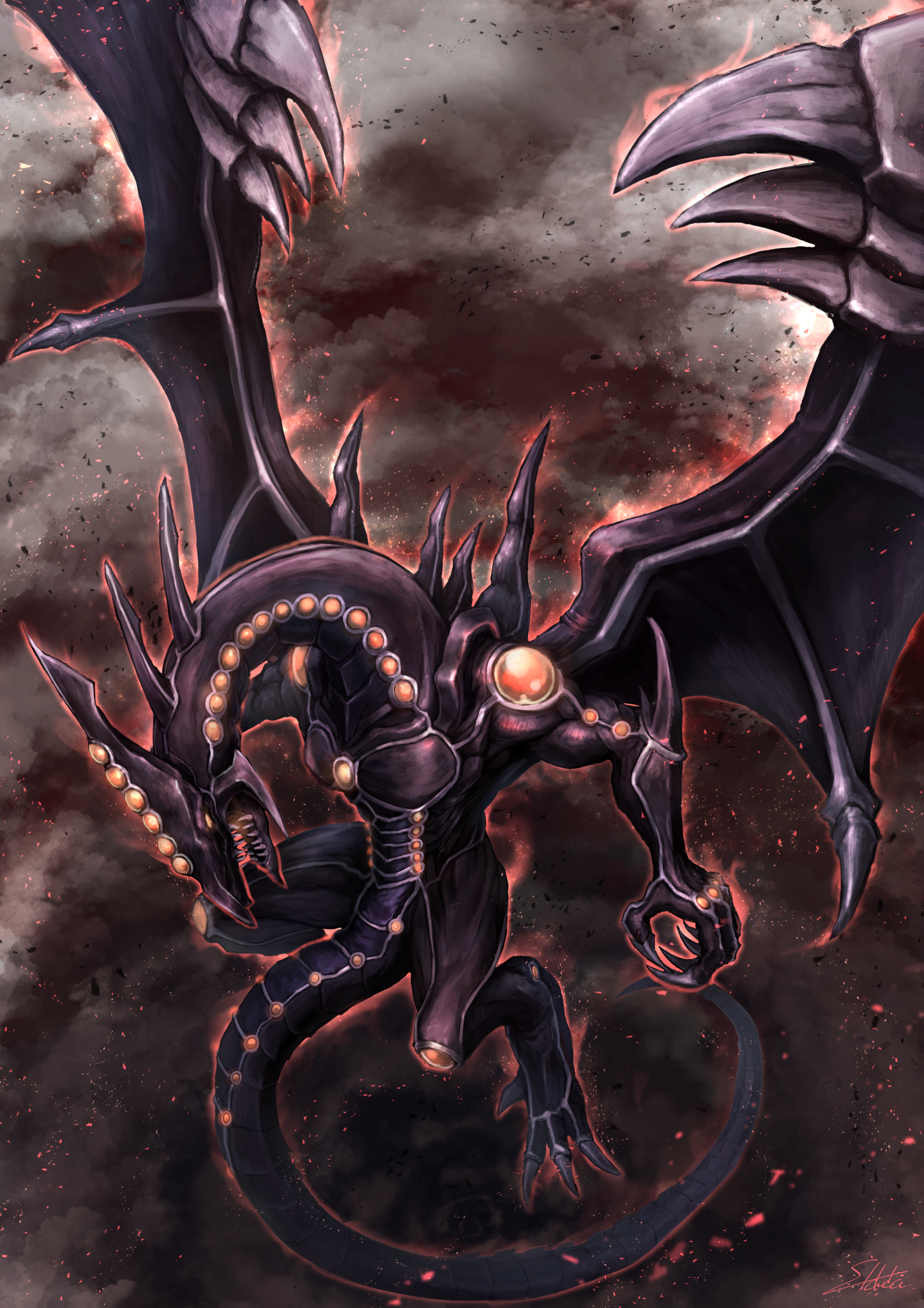 Anime 1447x2047 anime dragon Trading Card Games Yu-Gi-Oh! Gandora the Dragon of Destruction artwork fan art digital art